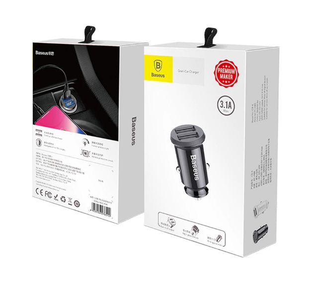 Baseus Mobile Grain USB Car Charger 3.1A Black NEW