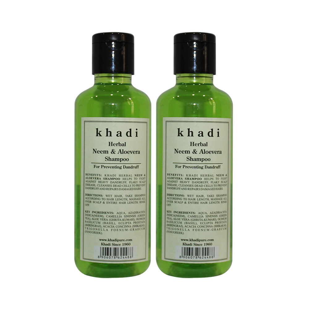 Buy Khadi Herbal Neem Aloevera Shampoo - 210ml (Set of 2) Online - Get ...