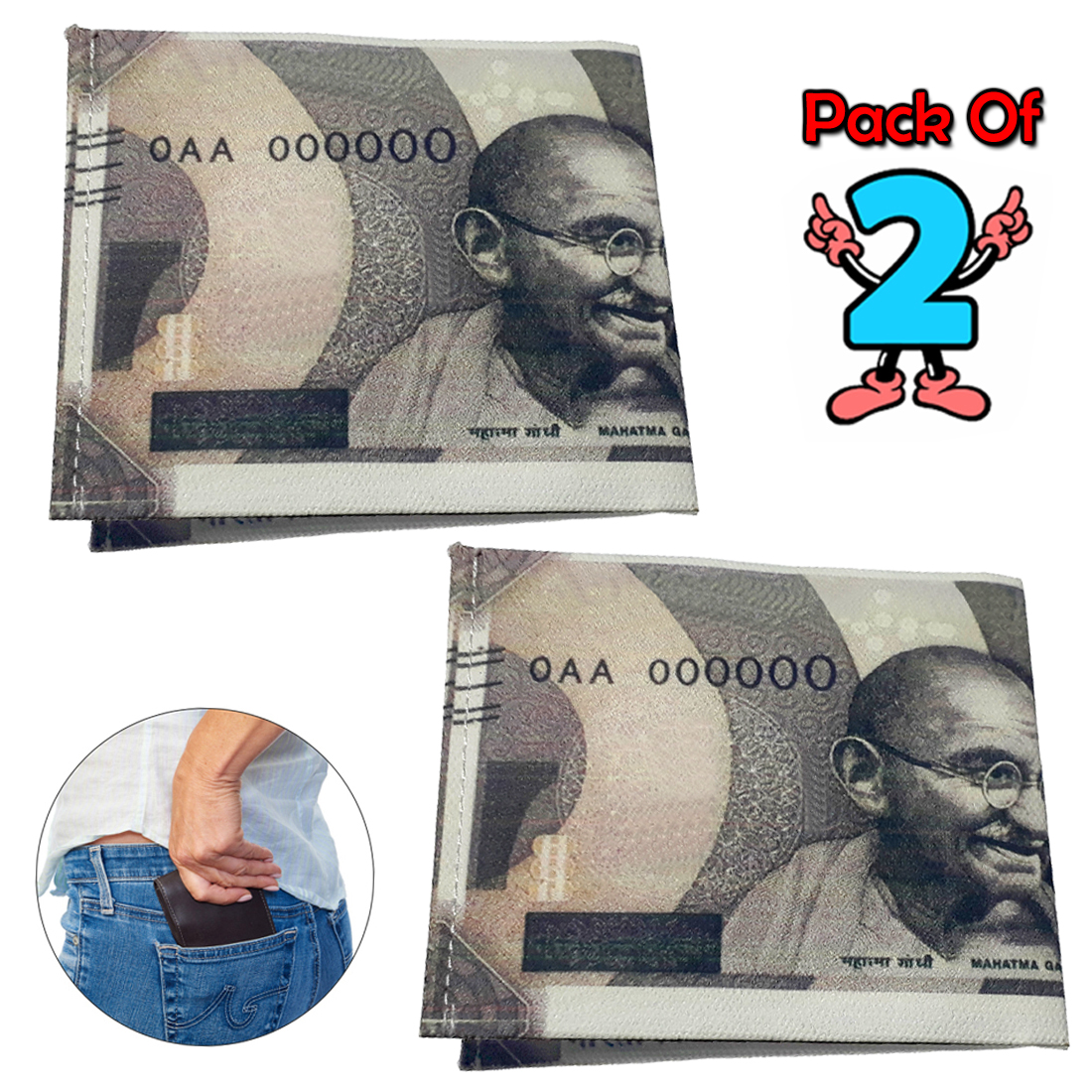 Buy Set Of 2 Handmade Currency Design Prank Bi-fold Wallet Credit Card ...