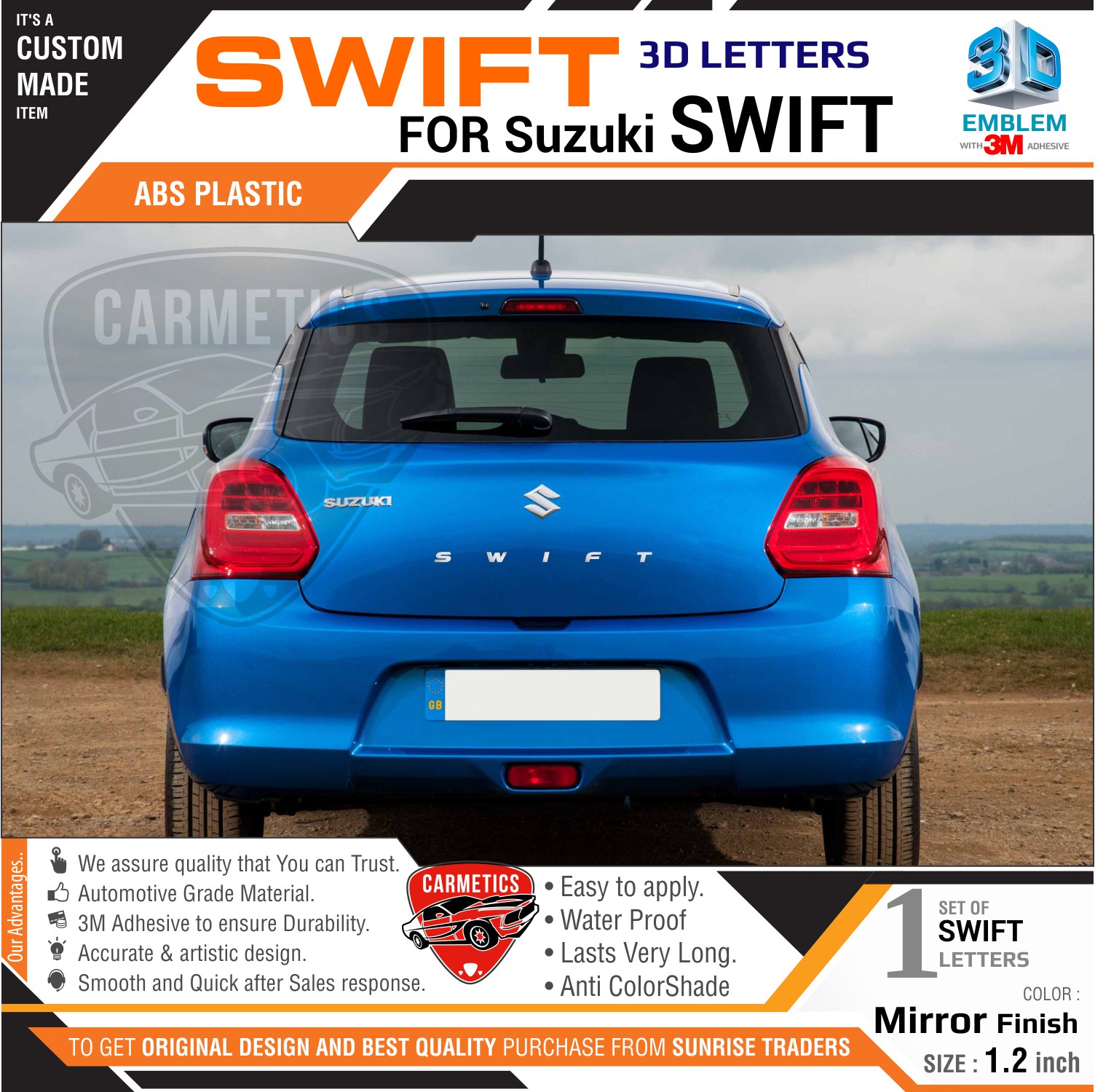 Buy CarMetics Swift 3D Letters for Maruti Suzuki Swift Mirror Finish ...