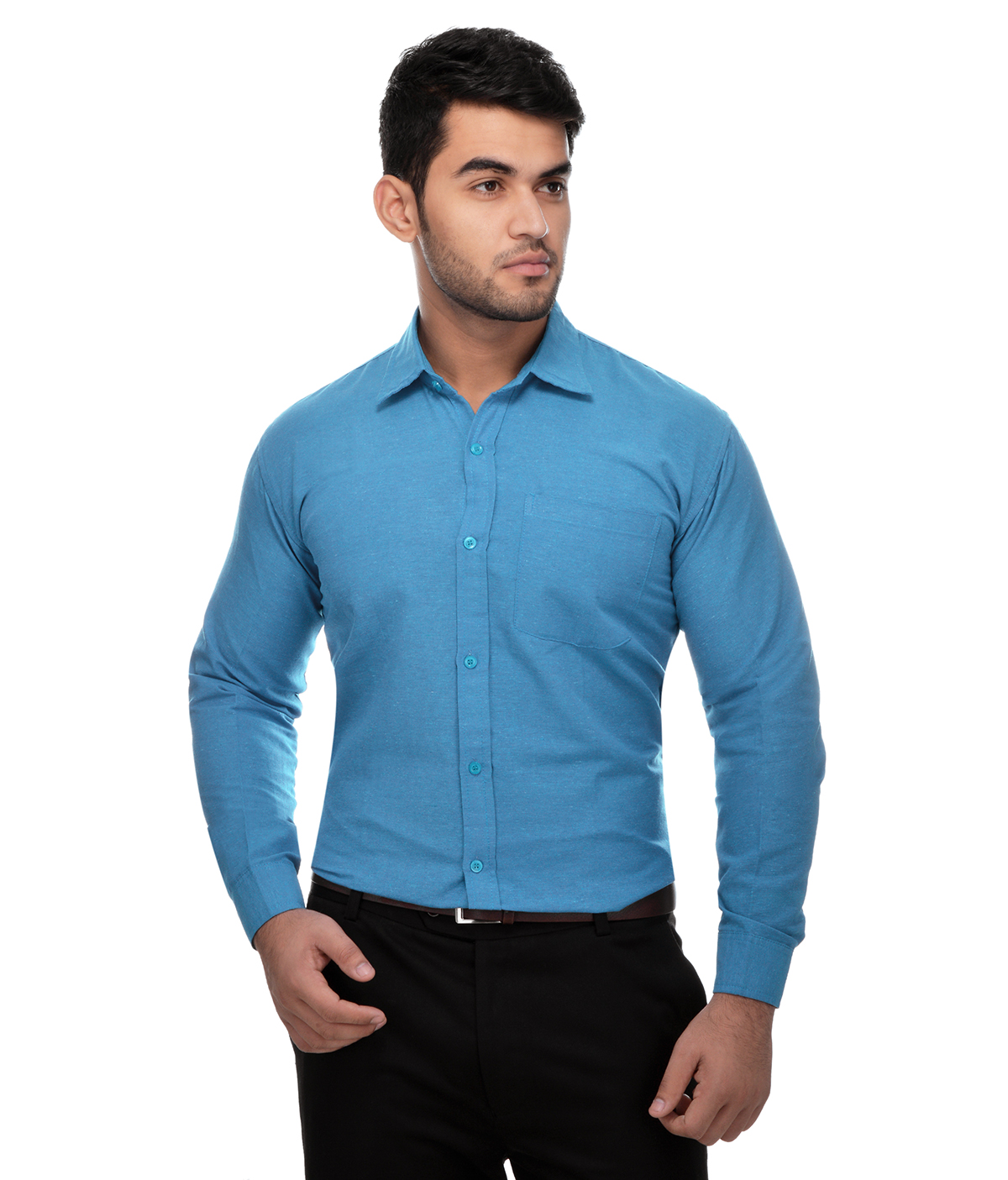 Buy Khadio Men's Blue Regular Fit Formal Shirt Online @ ₹419 from ShopClues