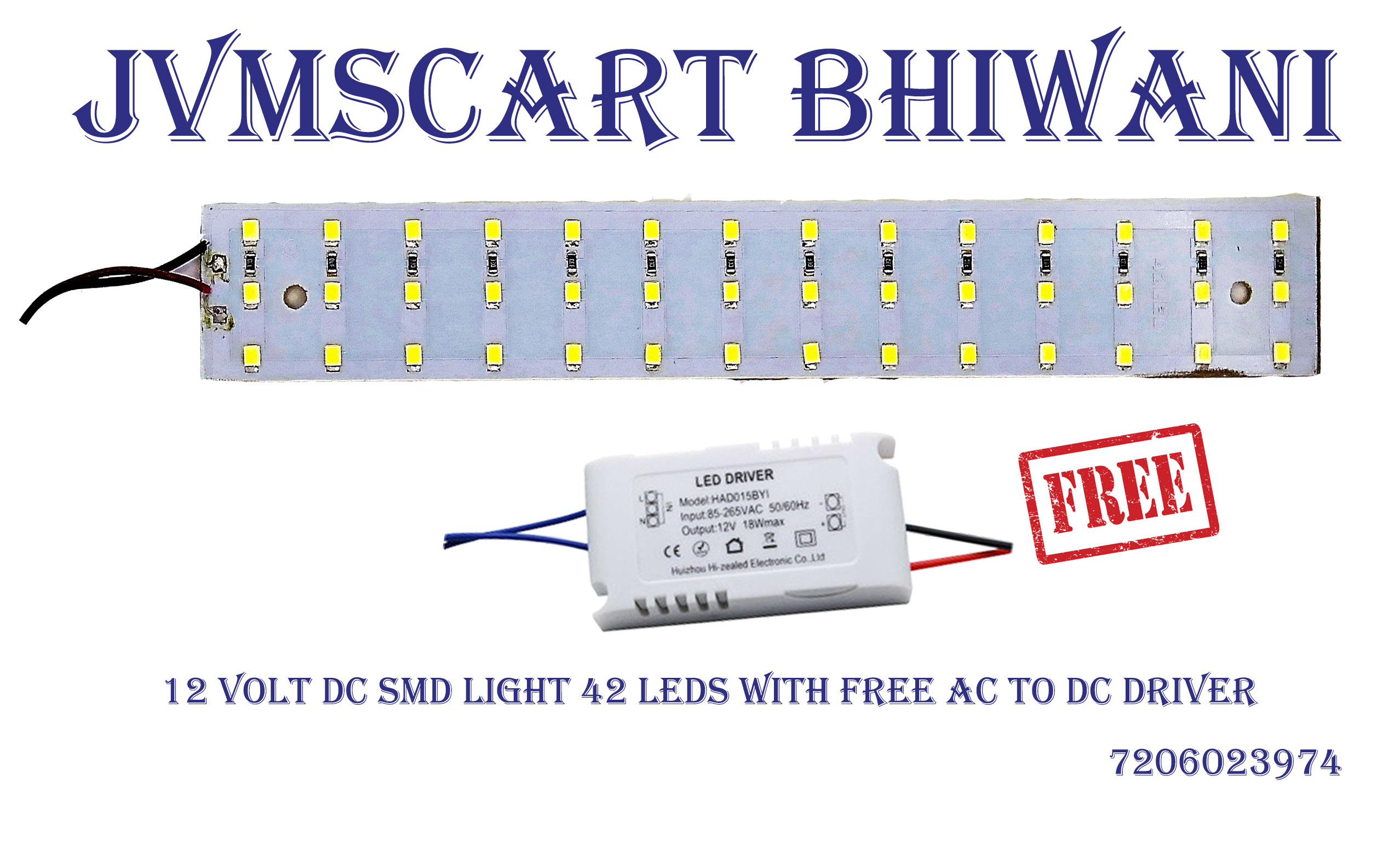 Buy 12 volt dc smd 42 leds strip light with free AC to DC LED driver