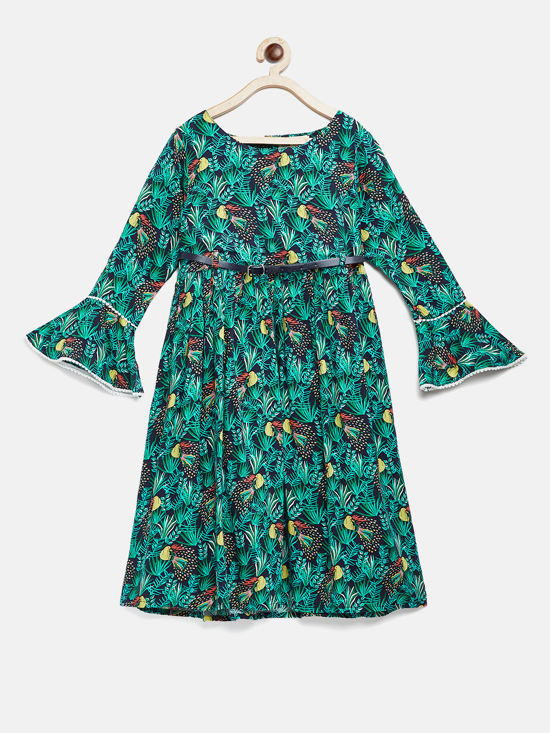 Buy Bella Moda Girls Blue Printed Fit & Flare Dress Online @ ₹723 from ...