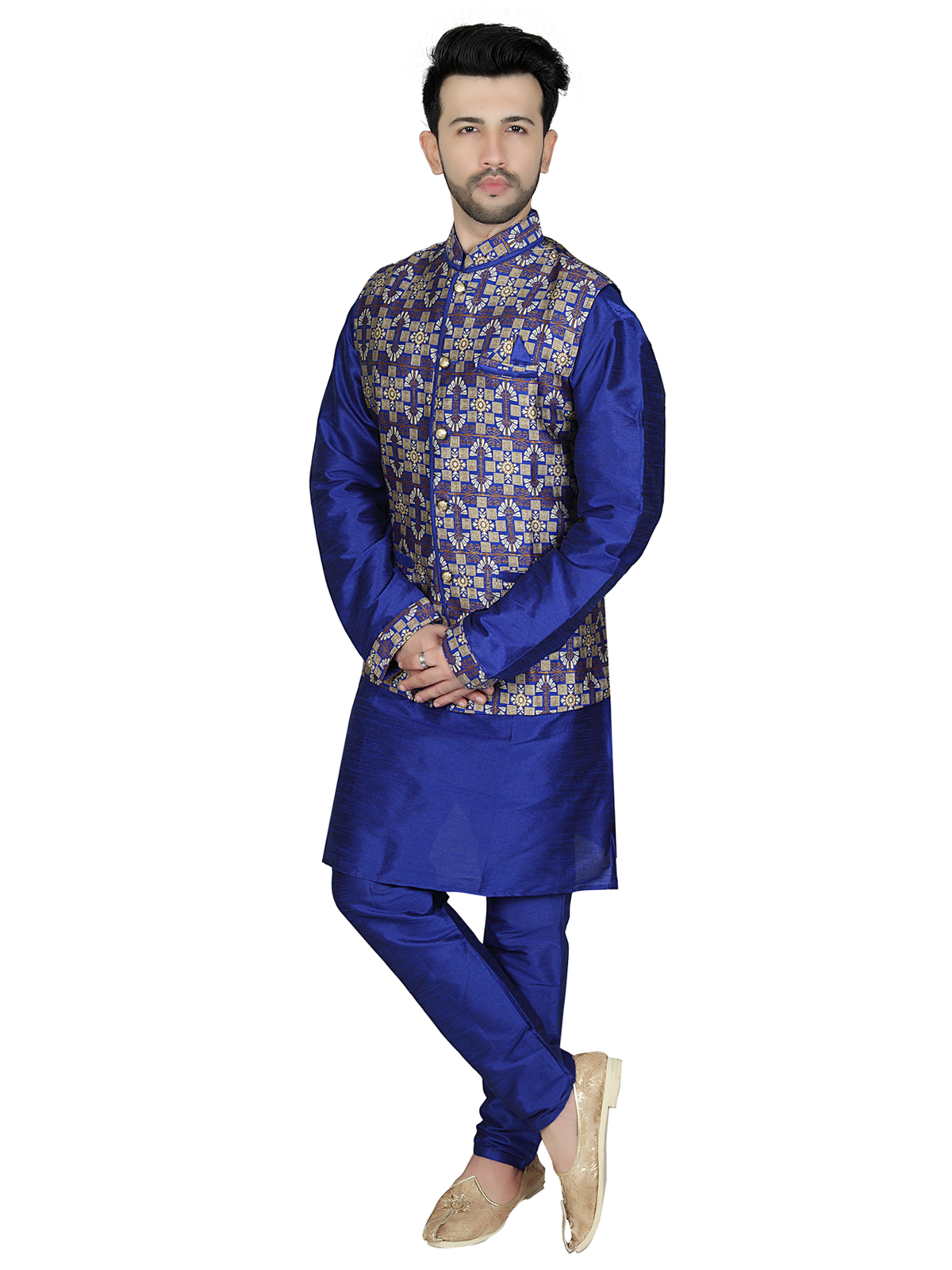 Buy TODAY FASHION Blue Sherwani Set With Jacket For Men's Online ...