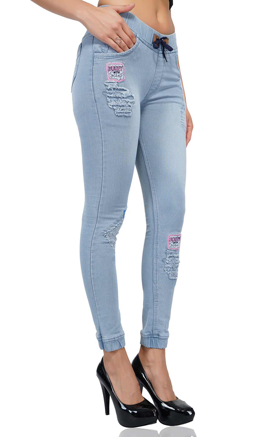 Buy Essence Women Solid Light Blue Color Jeans Online ₹899 from ShopClues