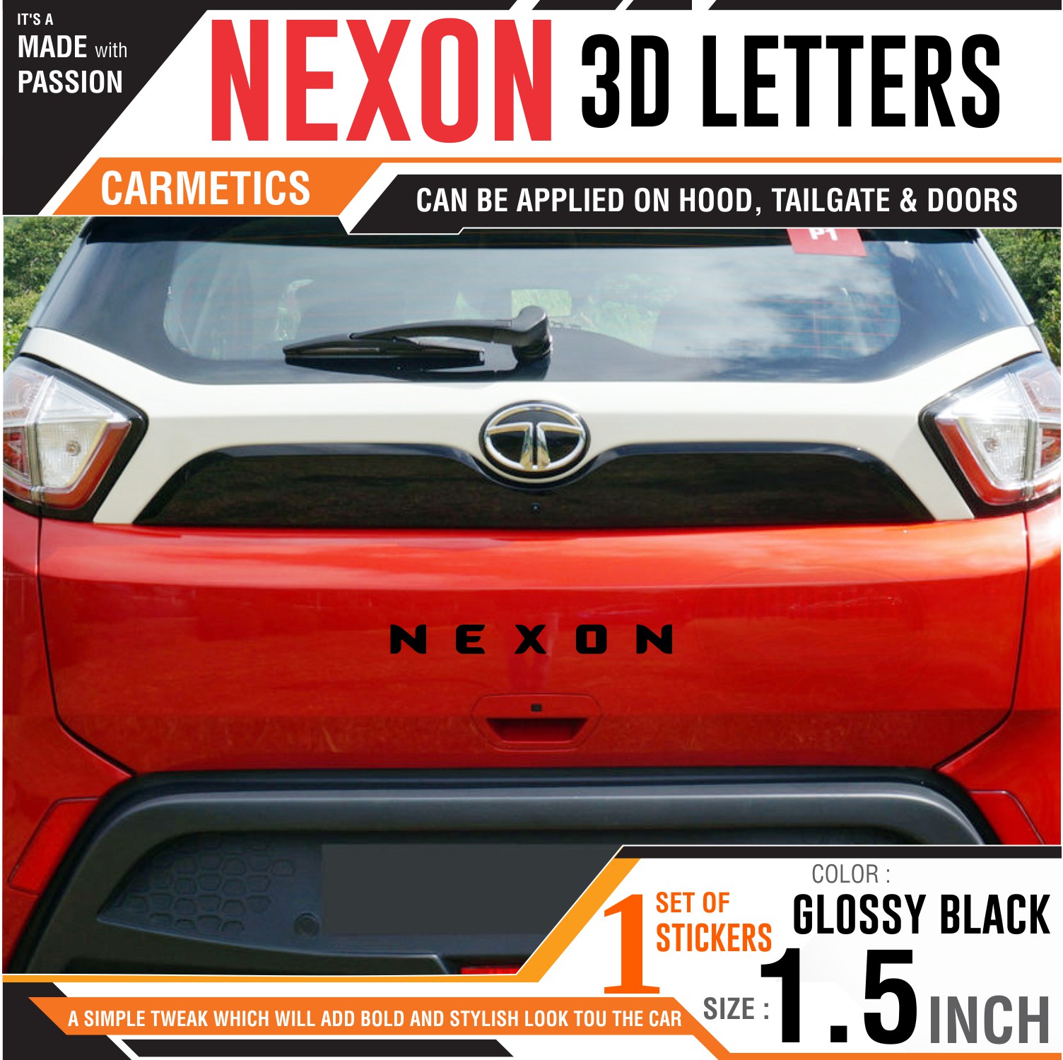 Buy Carmetics Nexon 3d Letters For Tata Nexon Accessories 3d Stickers