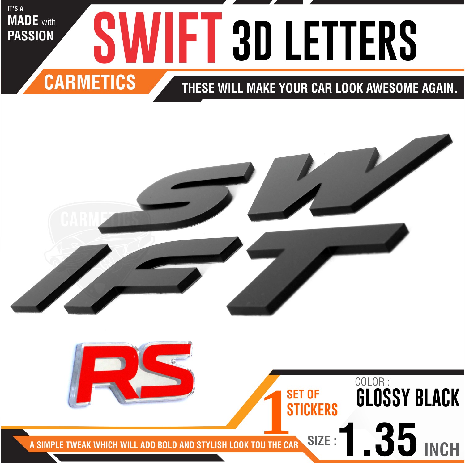 Buy Carmetics Swift 3d Letters For Maruti Suzuki Swift Accessories 3d