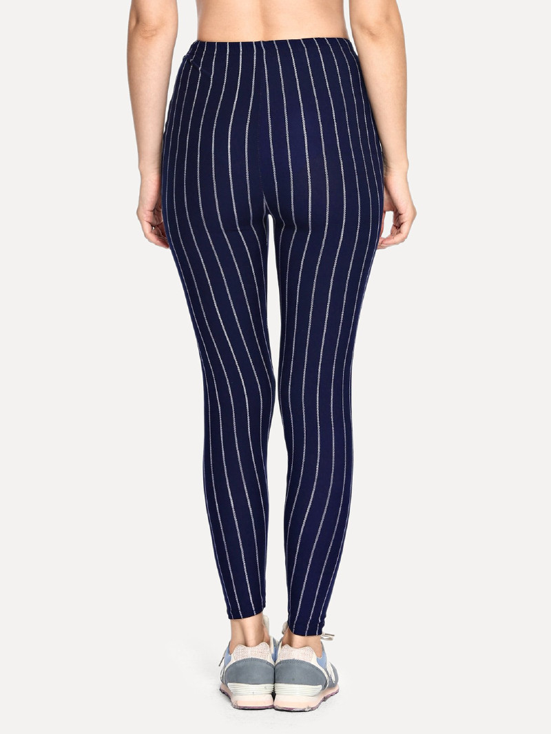 Eyelet Pinstripe Leggings Set - Mint/Pink main image 0