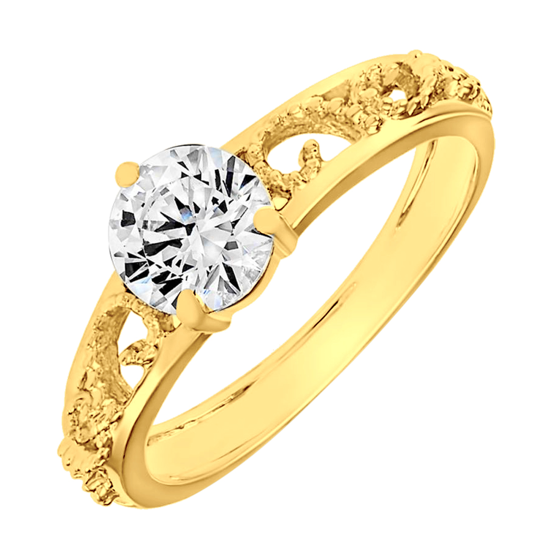Sukai Jewels Solitaire Gold Plated Alloy   Brass Cubic Zirconai Fimger Ring for Women   Girls [SFR854G]