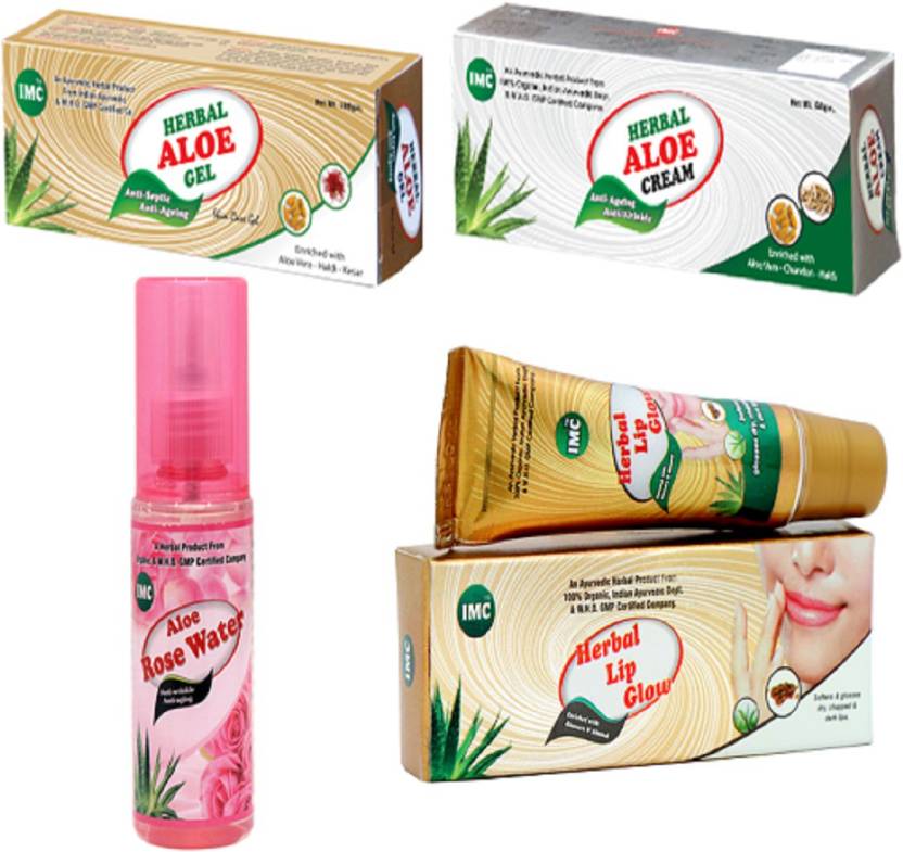 Buy Imc Combo Of Herbal Lip Glow Cream10mlaloe Gel60gmaloe Cream60gmrose Water100ml