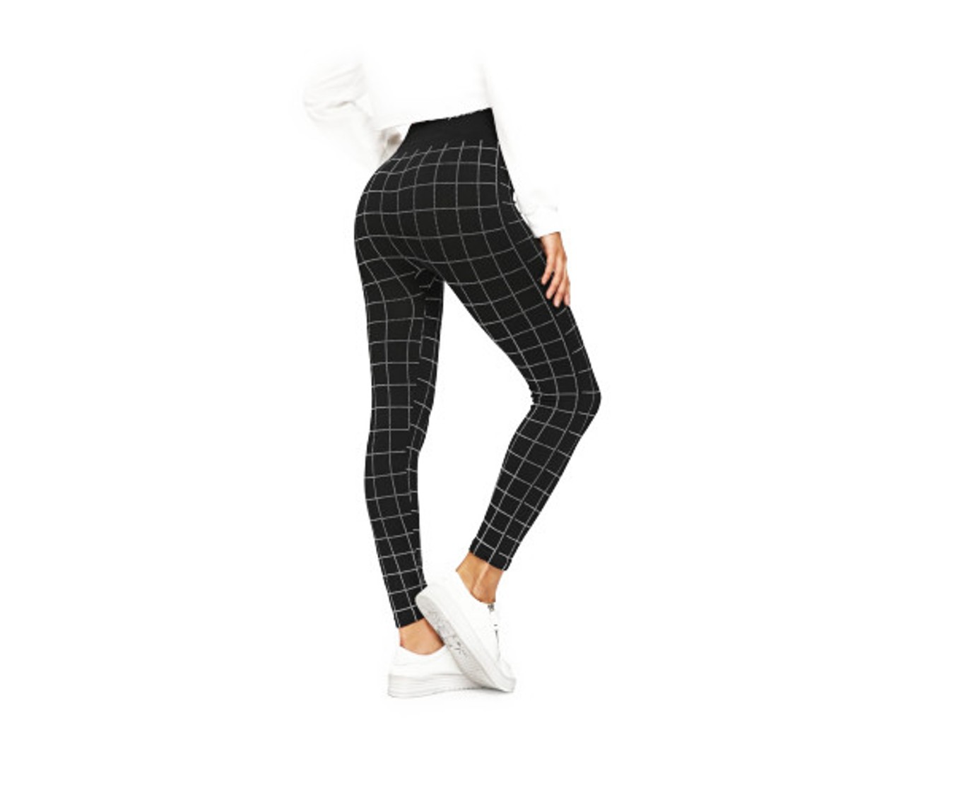 Buy Code Yellow Women's Plaid Skinny Stretchable Black Casual Jeggings ...