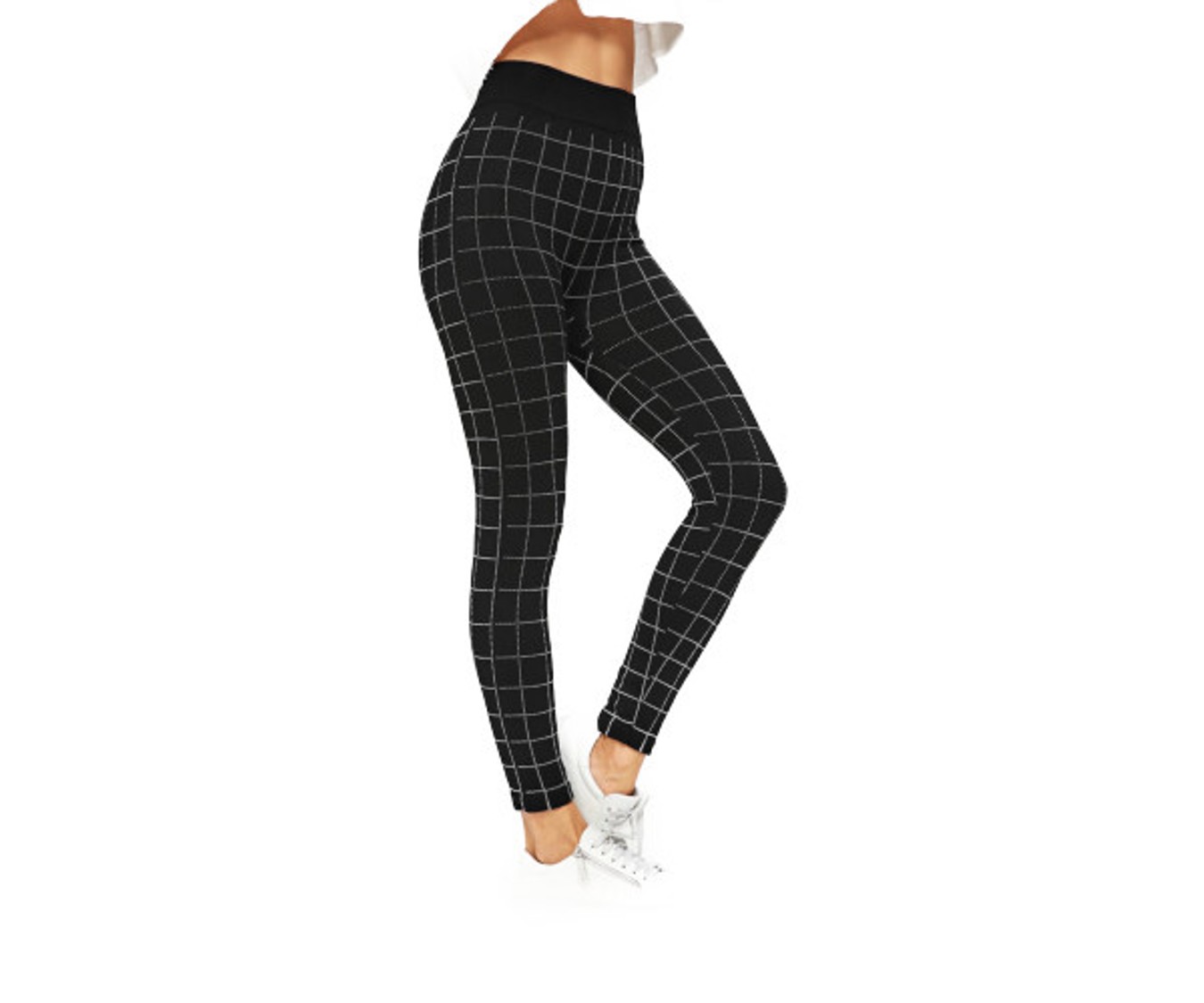 Buy Code Yellow Women's Plaid Skinny Stretchable Black Casual Jeggings ...