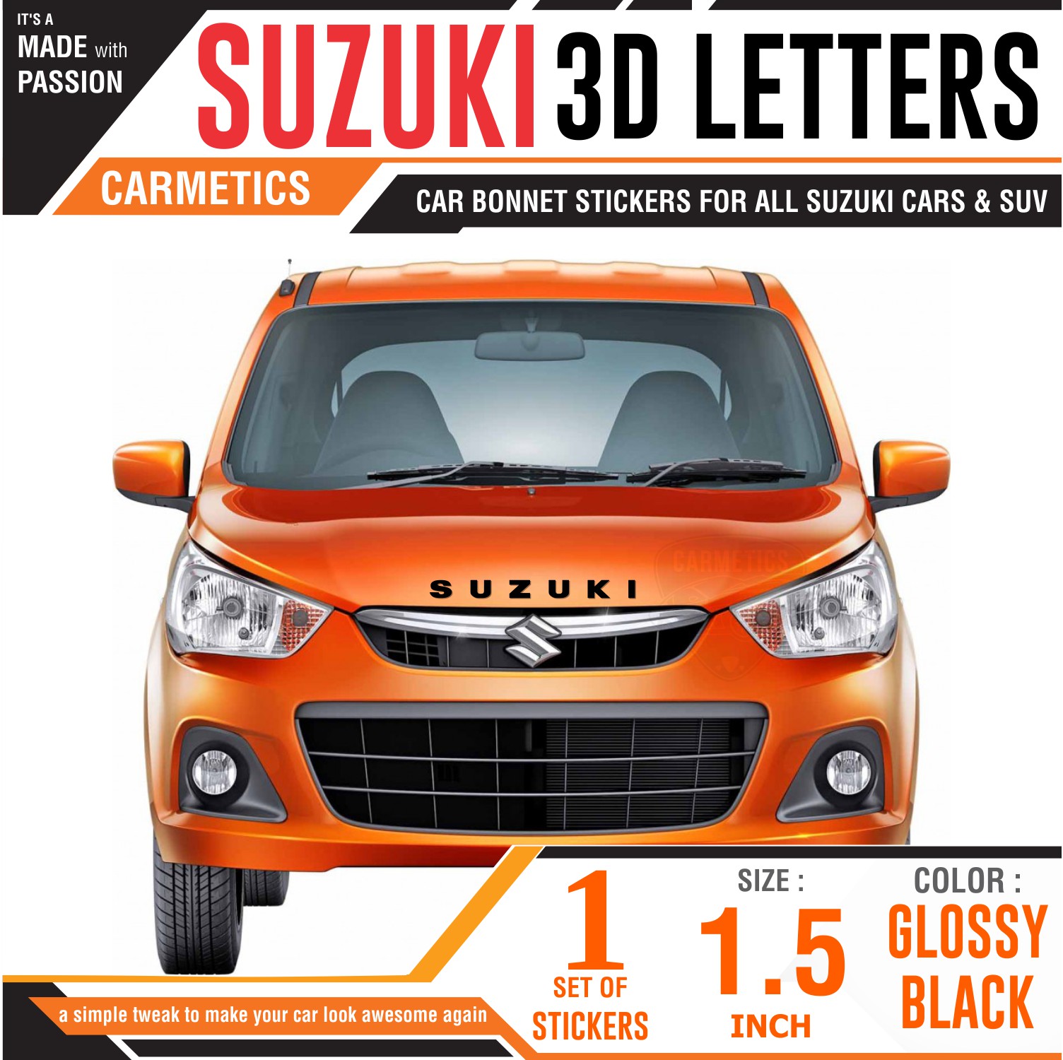 Buy CarMetics Suzuki 3D Letters for Maruti Suzuki Swift Glossy Black 1 ...