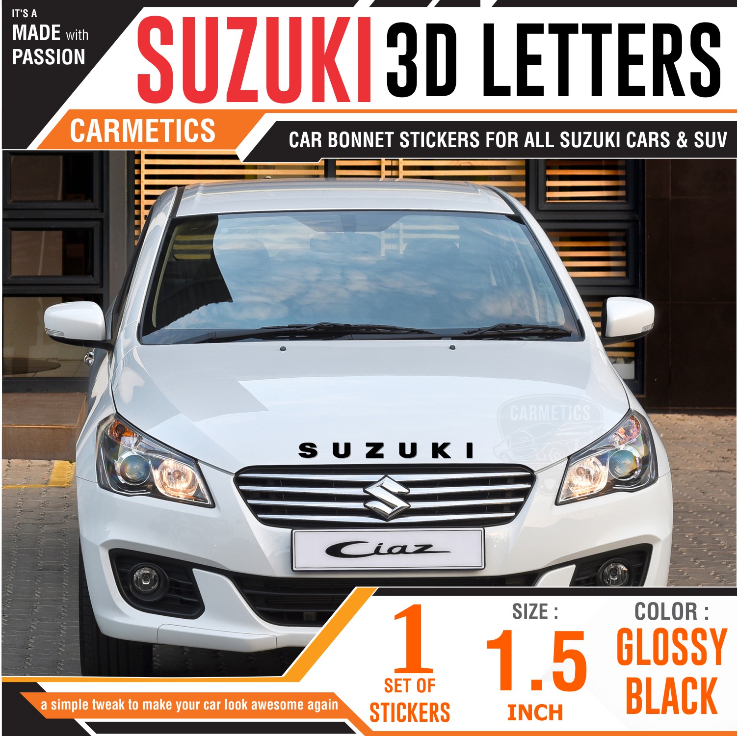 Buy CarMetics Suzuki 3D Letters for Maruti Suzuki Swift Glossy Black 1 ...