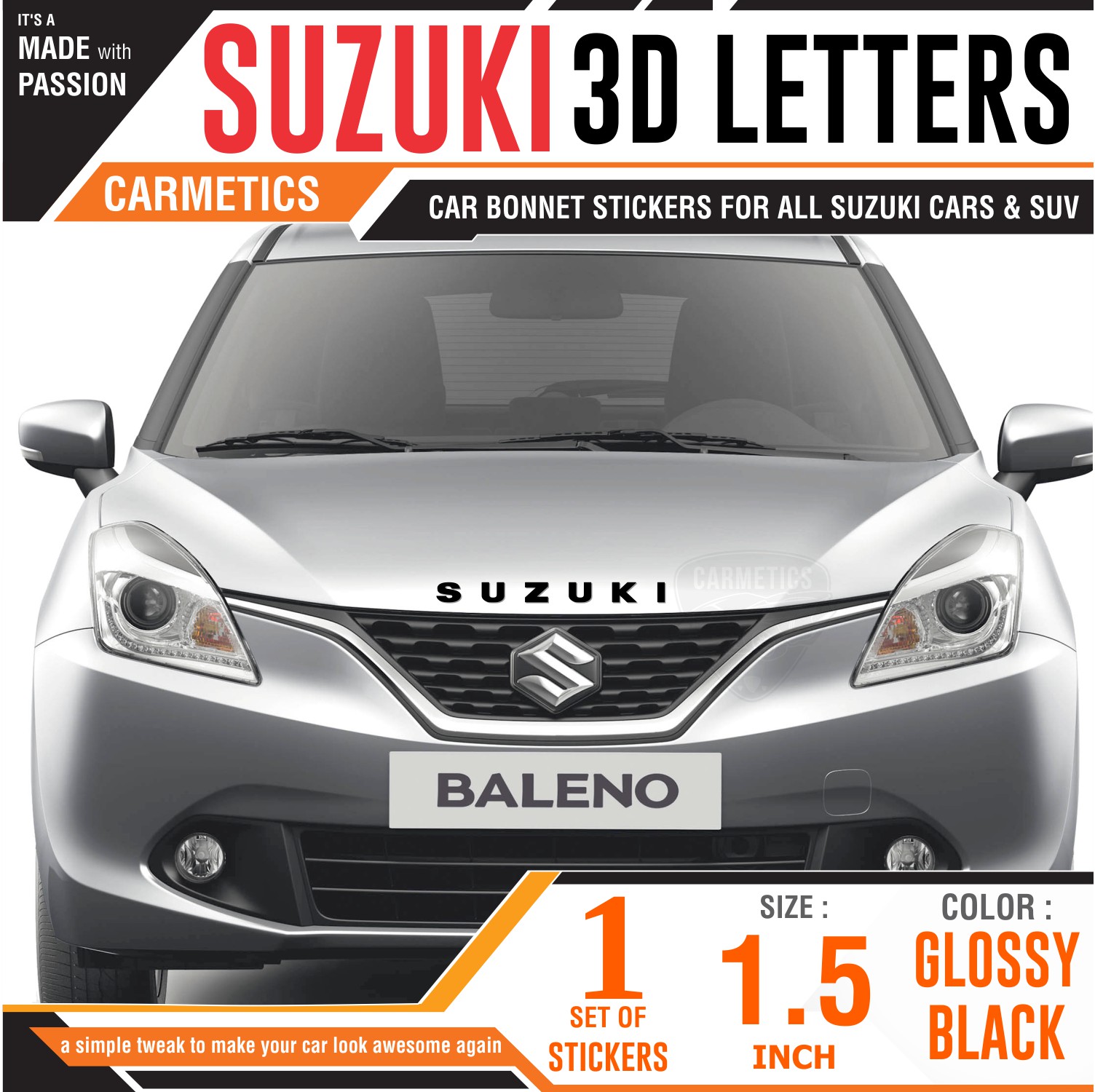 Buy CarMetics Suzuki 3D Letters for Maruti Suzuki Swift Glossy Black 1 ...