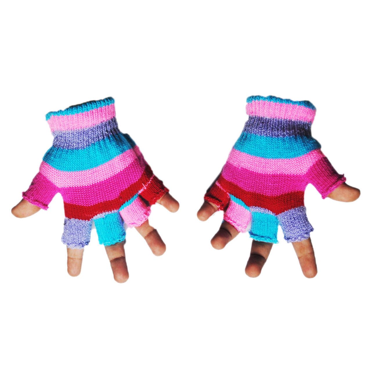 Buy Kids Multicolor Warm Knitted Gloves (Soft Finger Protector) Online