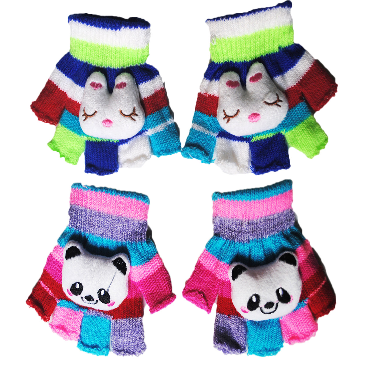 Buy Kids Multicolor Warm Knitted Gloves (Soft Finger Protector) (Pair ...