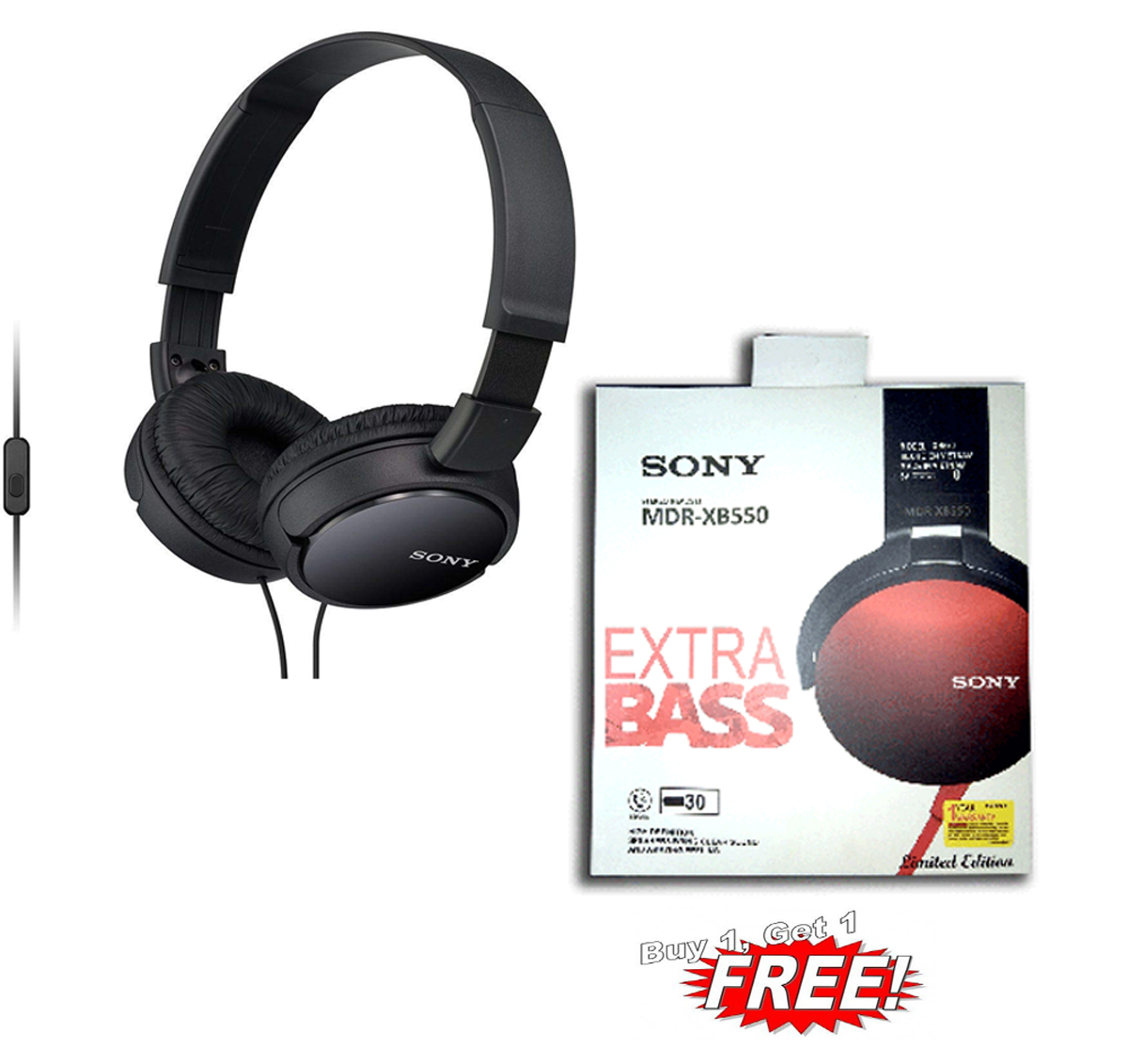 SONY MDR ZX 110AP COMBO WITH SONY MDR XB550