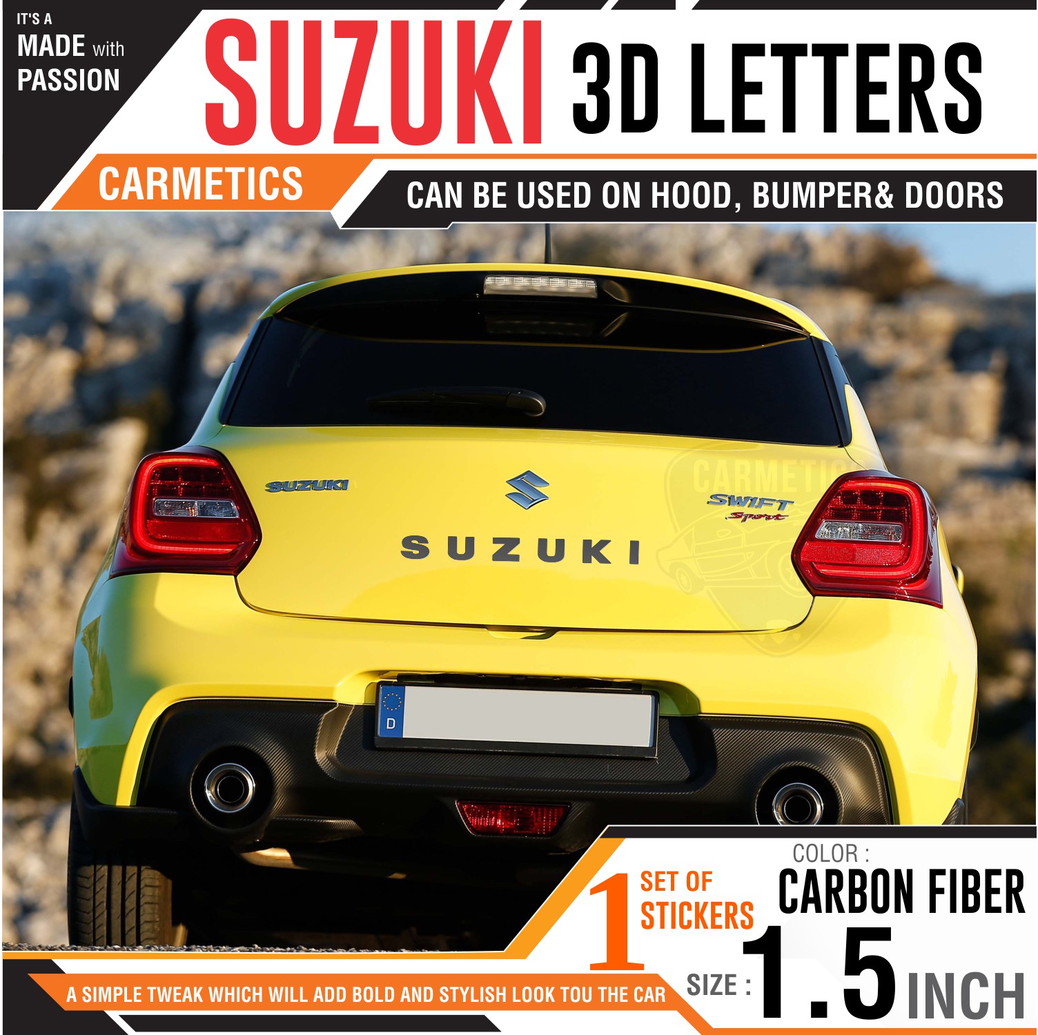 Buy Carmetics SUZUKI 3d letters 3d stickers logo emblem styling accessories for Maruti Suzuki