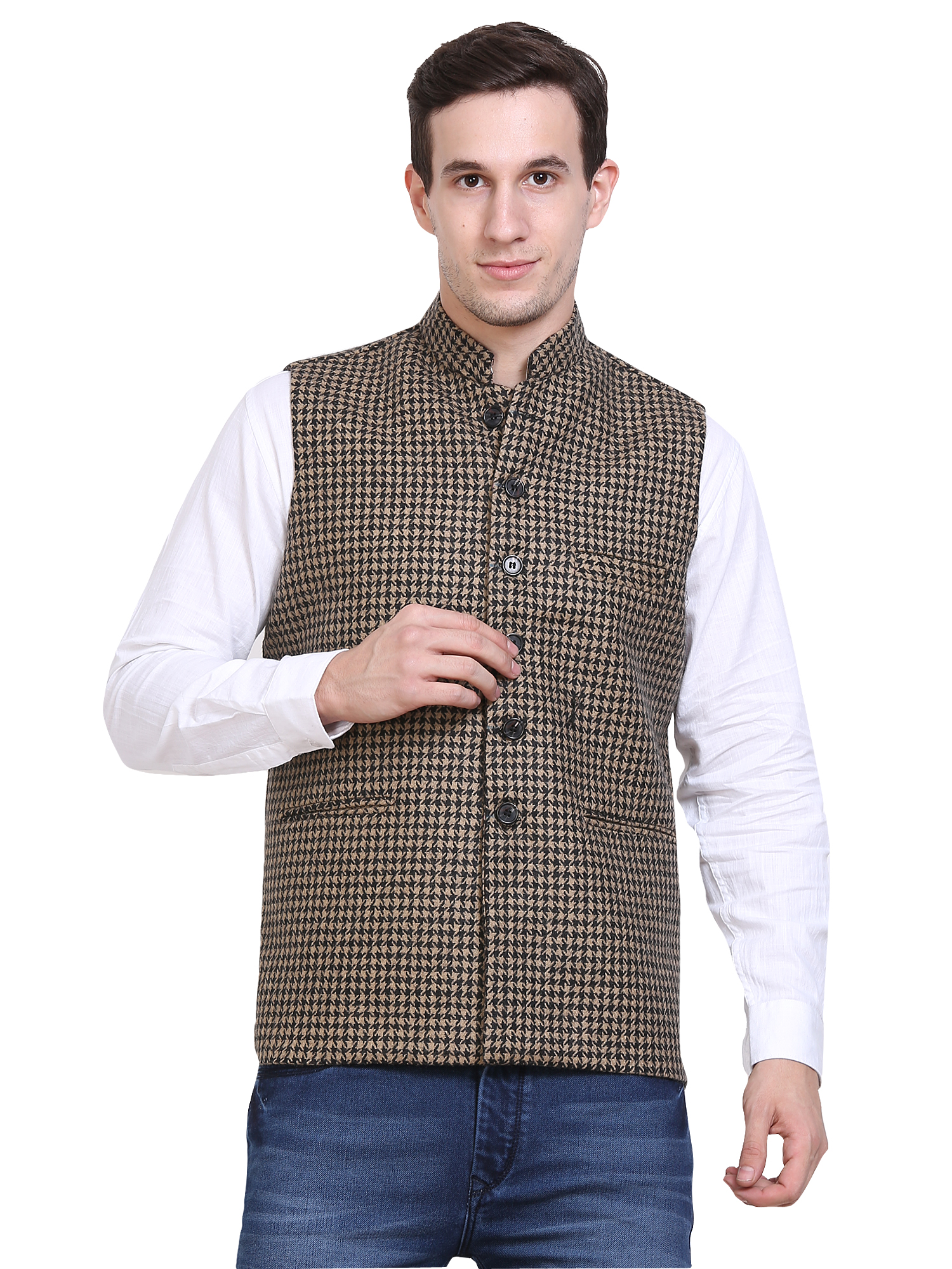 Buy BuyNewTrend Tweed Woolen Nehru Jacket Mens Waistcoat Online @ ₹999 ...