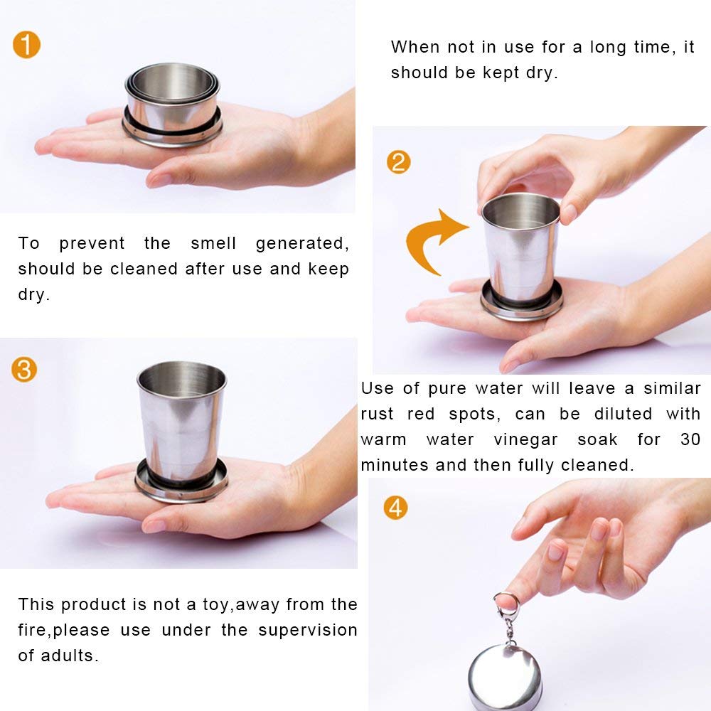 Buy DY Collapsible Telescopic Cup Stainless Steel Portable Folding ...