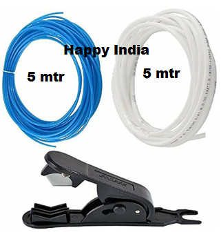 RO Flexible Pipe/Tube 1/4 inch 5mtr White+5Mtr. Blue.With Pipe Cutter for All RO UV Water Purifier