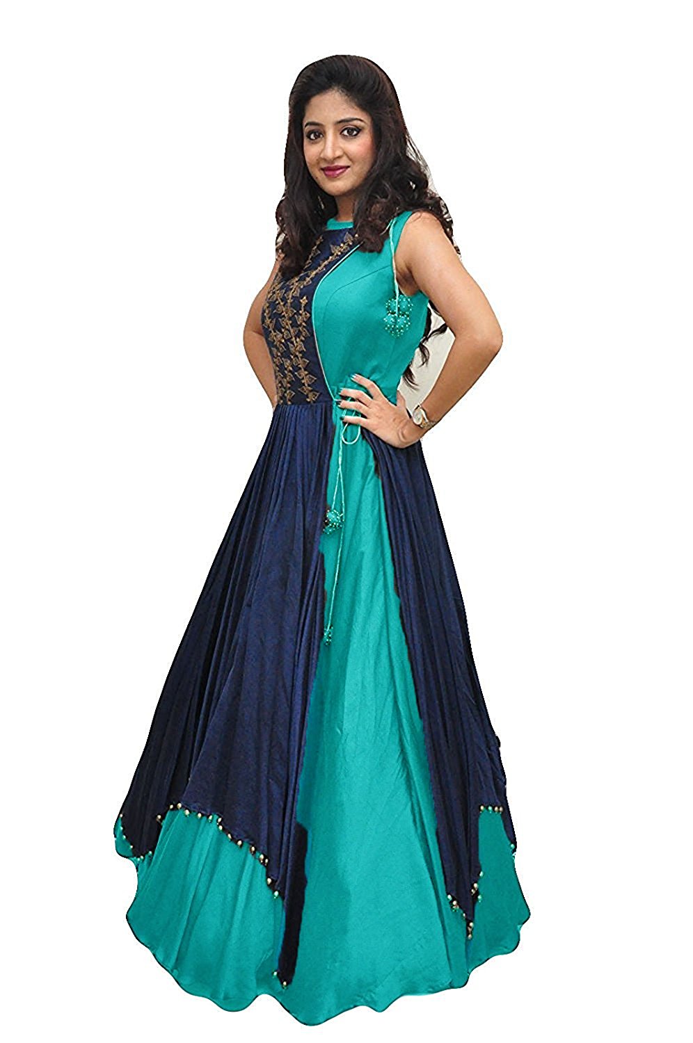 Buy V KARAN Woman's Bangalore Silk Party Wear Semistitched Anarkali