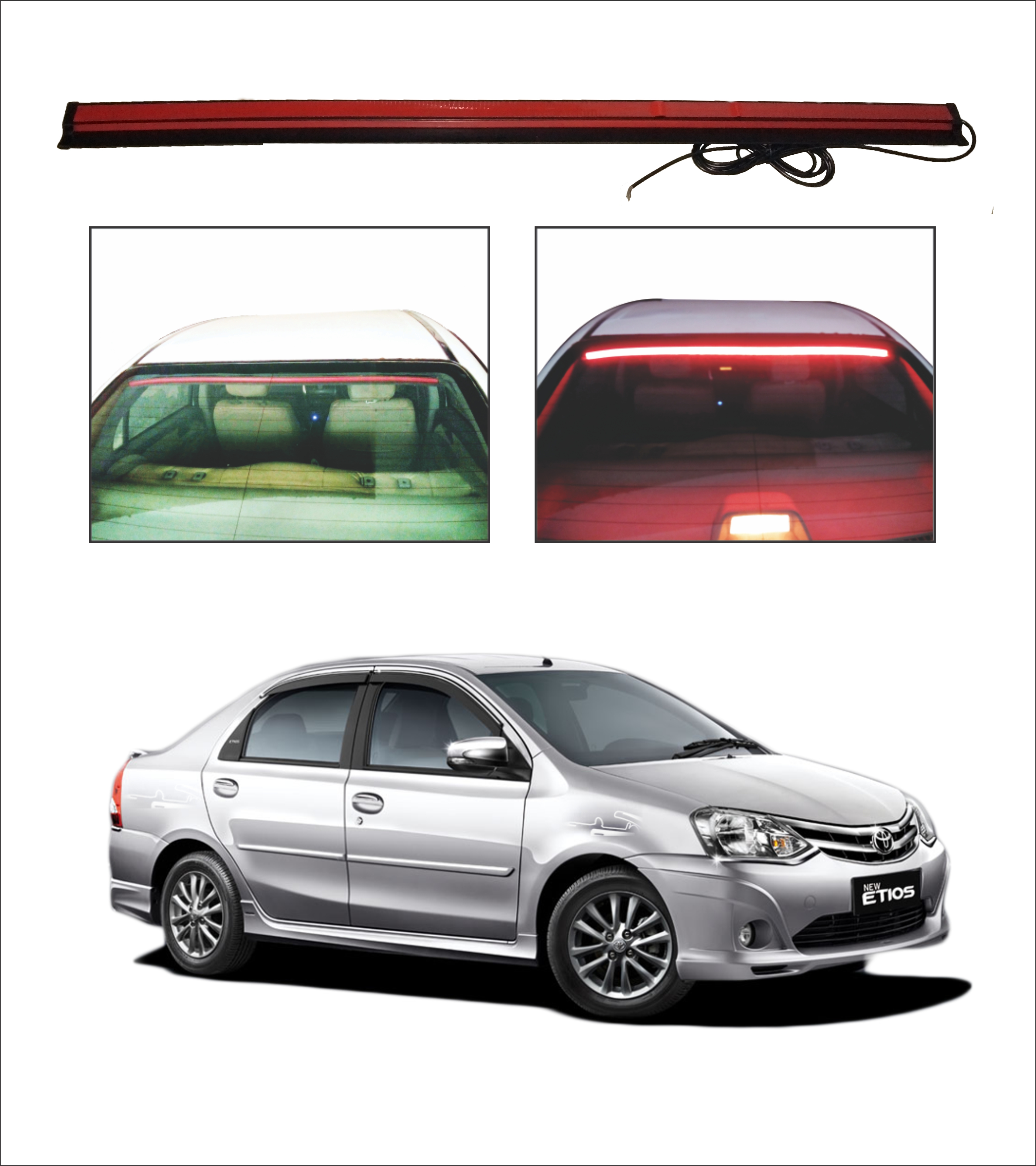 Buy Trigcars Toyota Etios Old Car Roof line LED Third Brake Light Kit