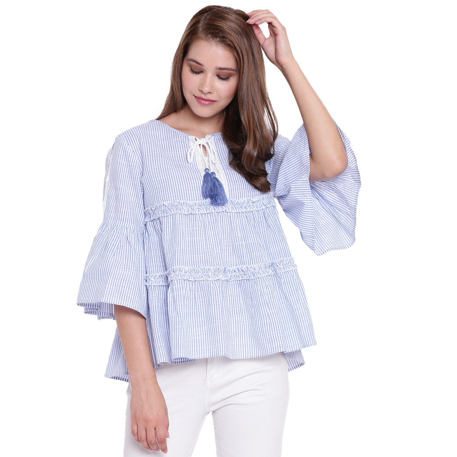 Buy Label Regalia Striped Lace Top Online @ ₹500 from ShopClues