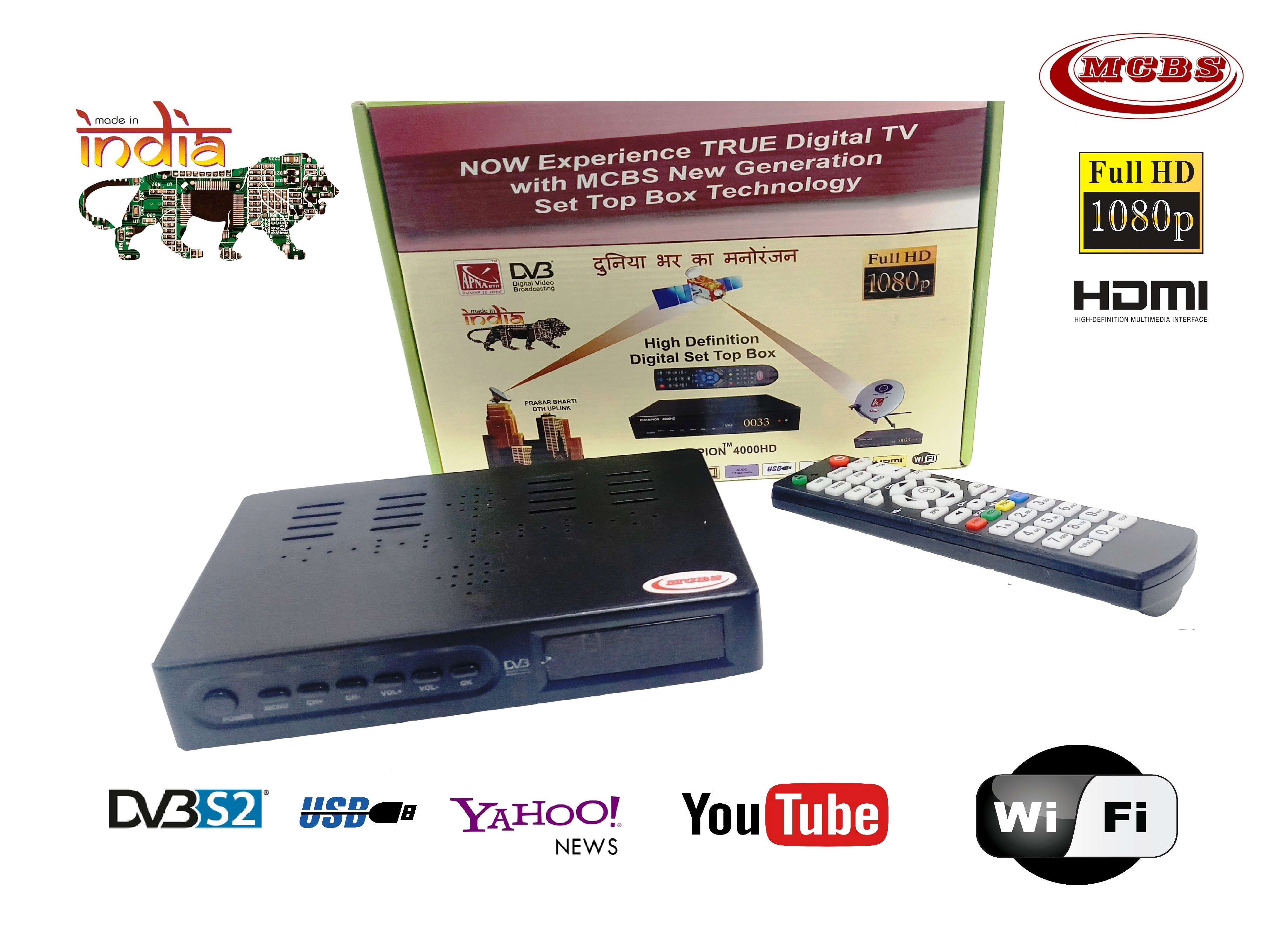 Buy Free to Air DTH Set Top Box CHAMPION 4000HD with Wifi Online