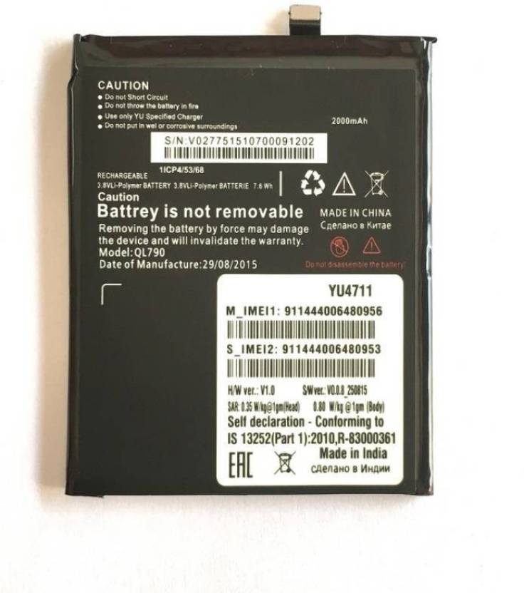 Buy ORIGINAL Micromax Battery YU4711 (Black) Online ₹1189 from