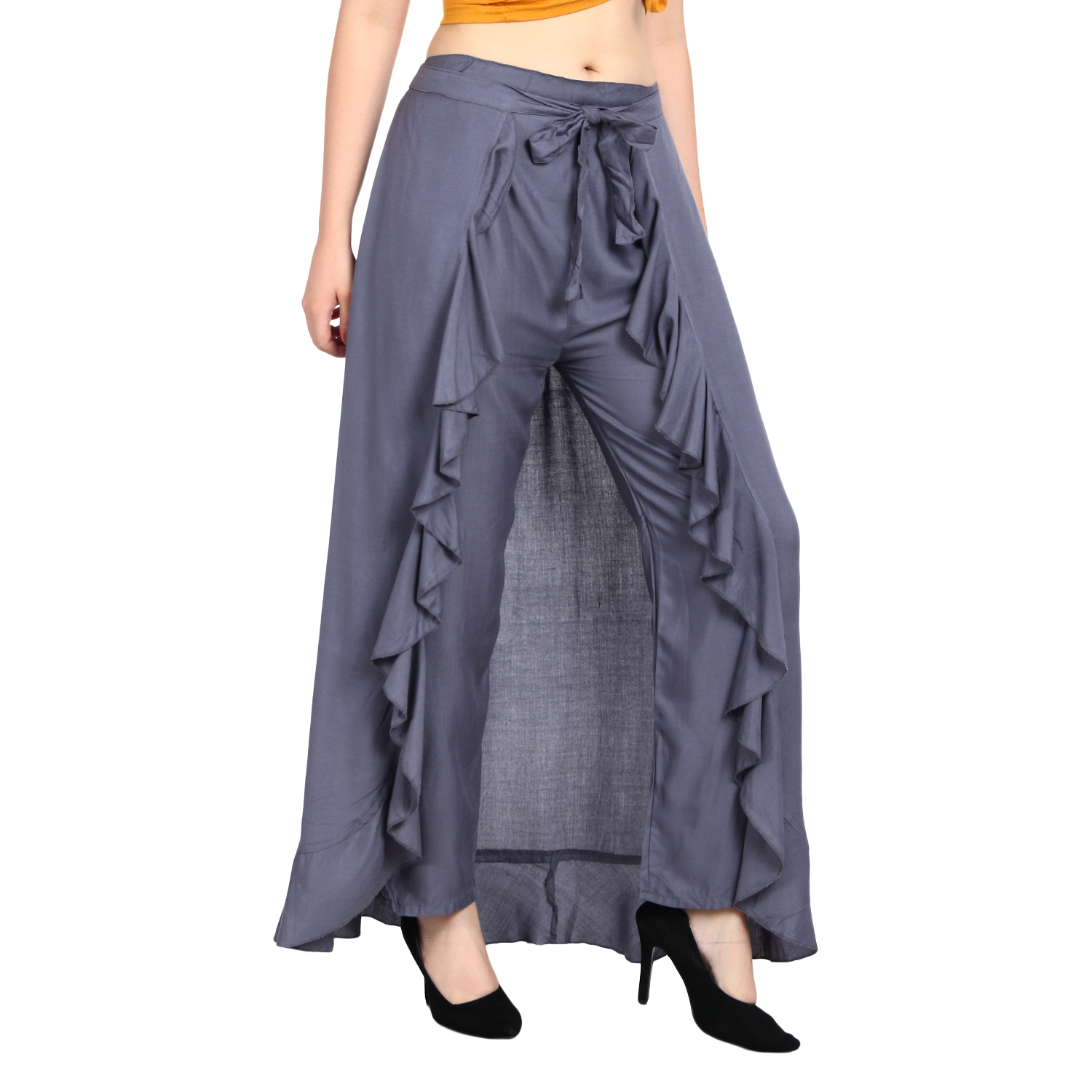 Buy Sabhyata The Ethnic Valley - Ruffle Palazzo in Gray Color Online ...