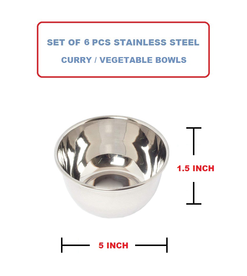 Buy AH Bowl Set of 6 Pcs Stainless Steel Bowl Set 200 ML Sabzi Bowl / Dal Bowl / Curry Bowl