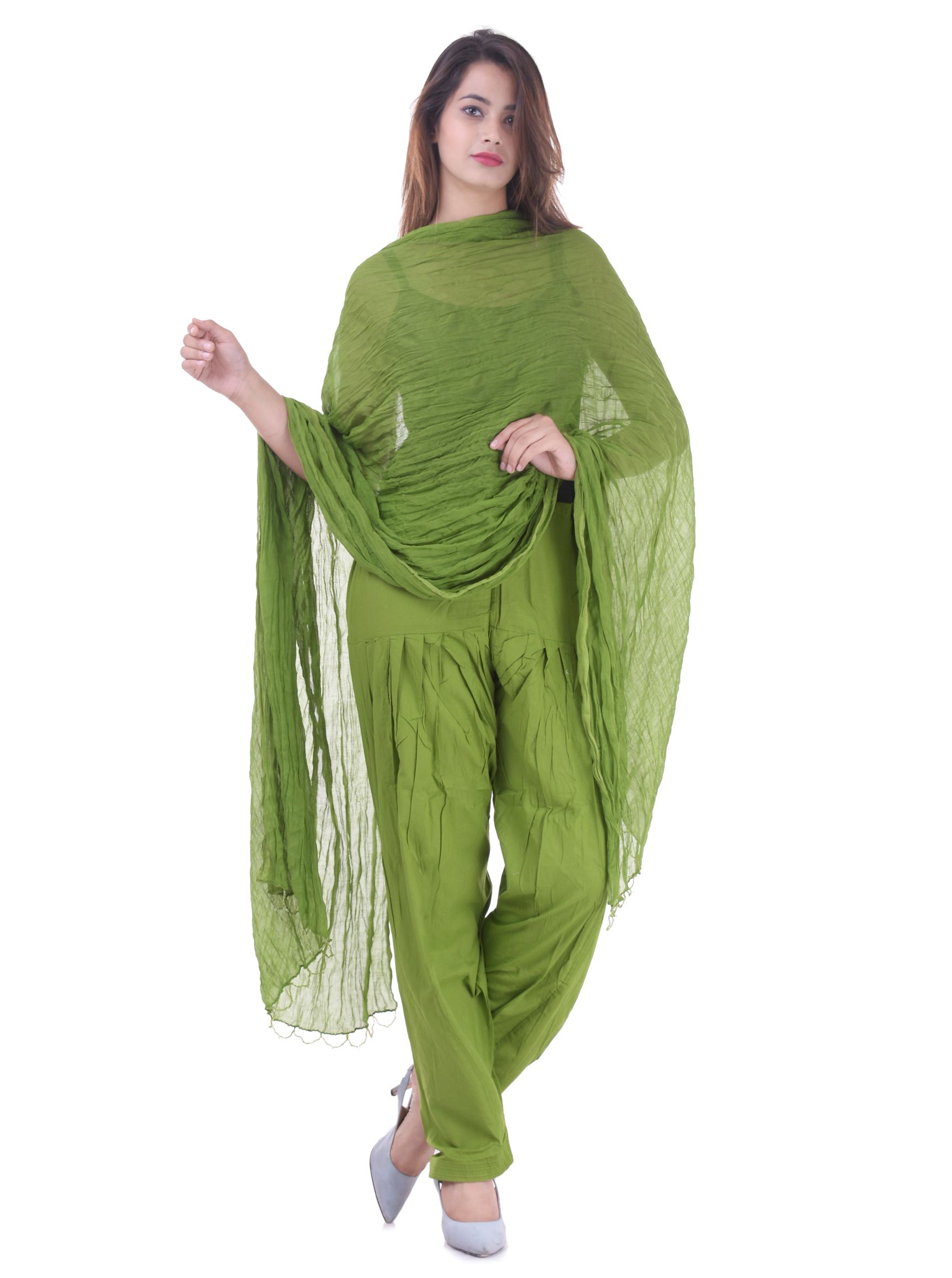 Buy Real Bottom Pure Cotton (Mehndi Green) Patiala Salwar with Dupatta