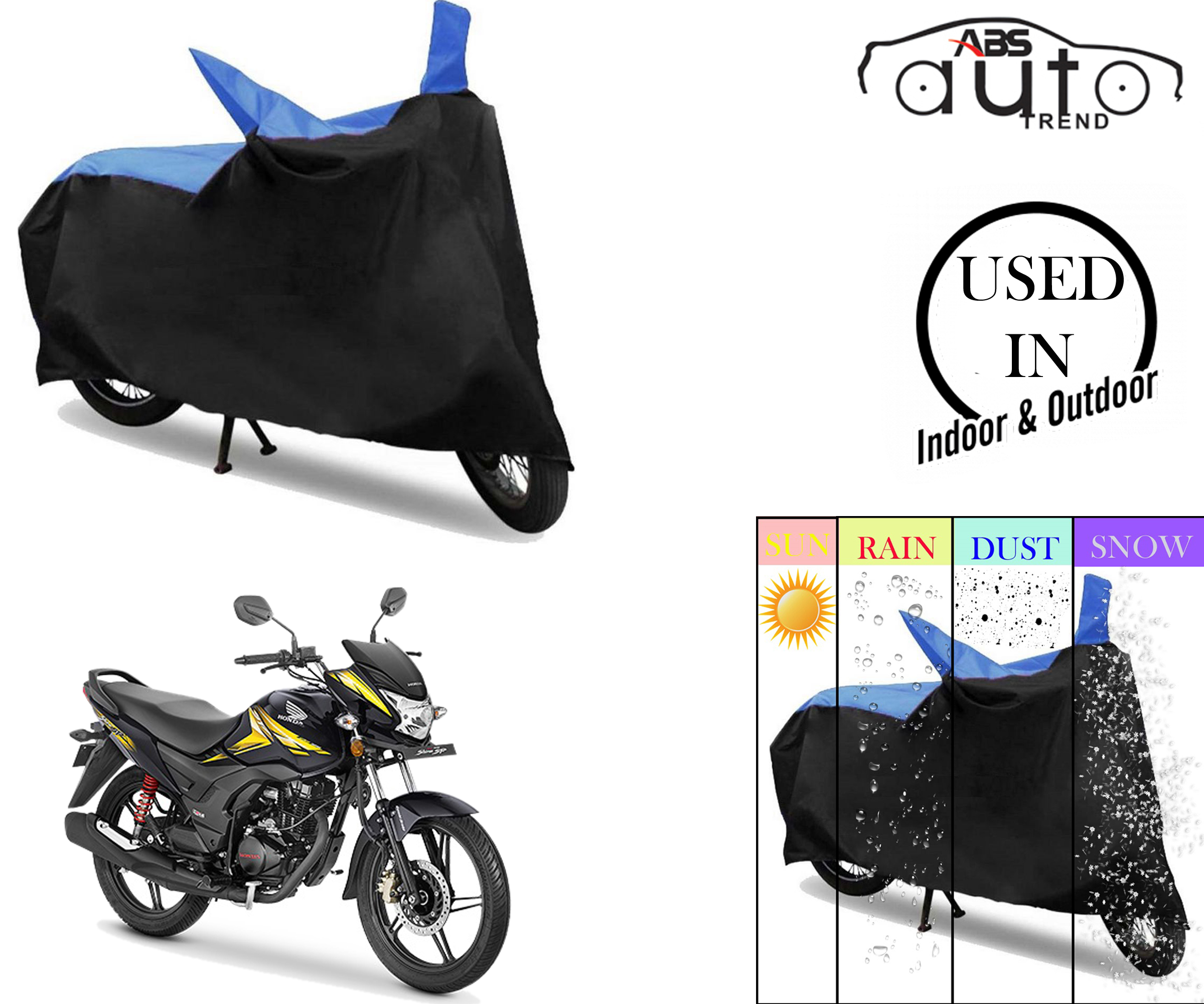 Buy Bike Body Cover for Honda CB Shine SP ( Black & Blue ) Online ...