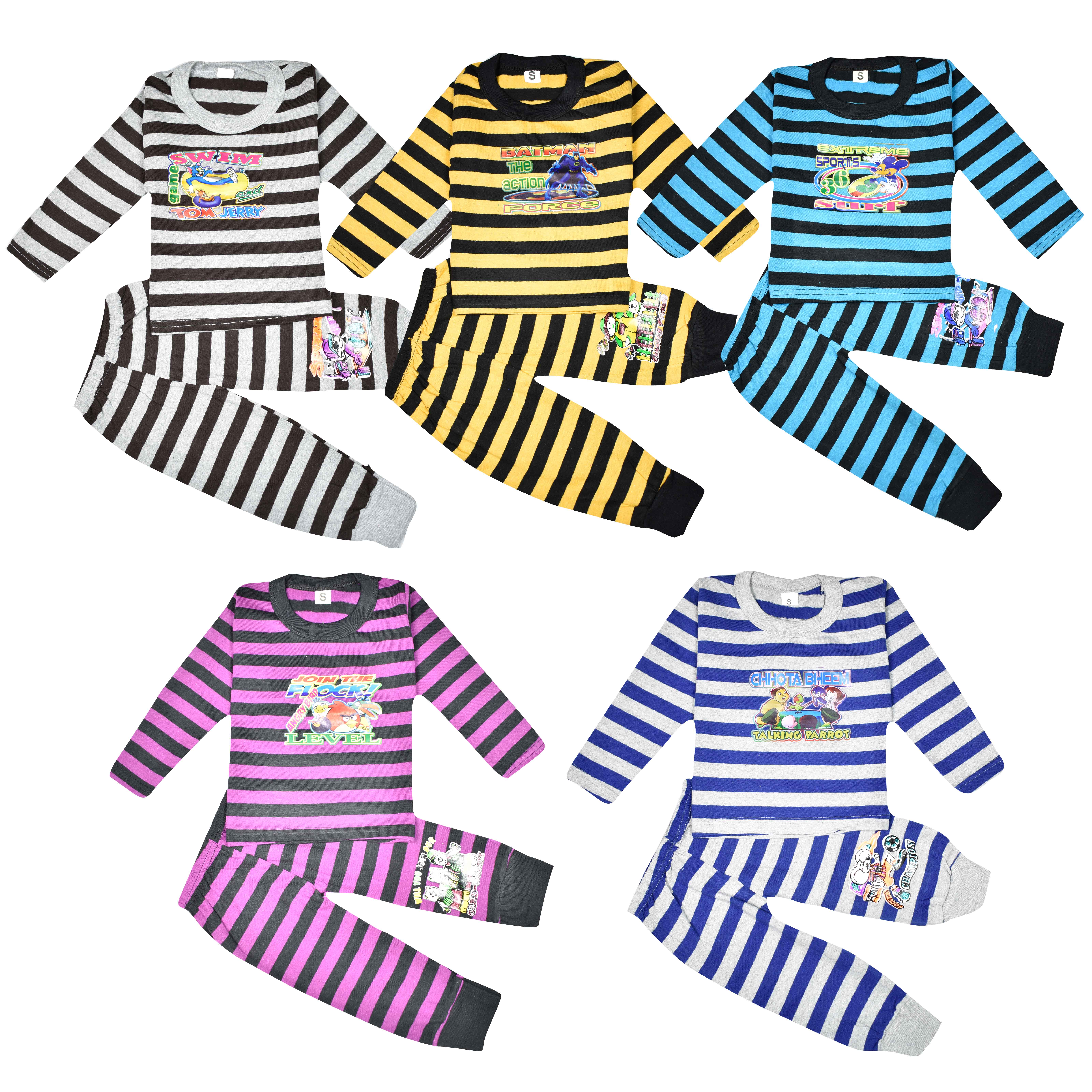 Jisha Fashion Full Sleeves Cotton Top and Bottom Set Pack of 5 Unisex
