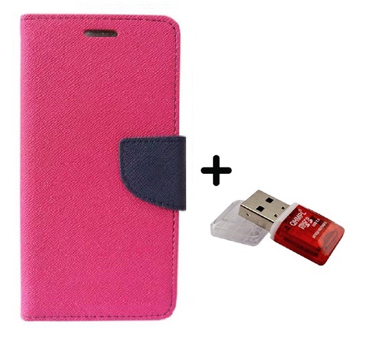 Flip Back Cover For Samsung Galaxy S7 / Samsung S7 PINK With Quantum Micro SD Card Reader