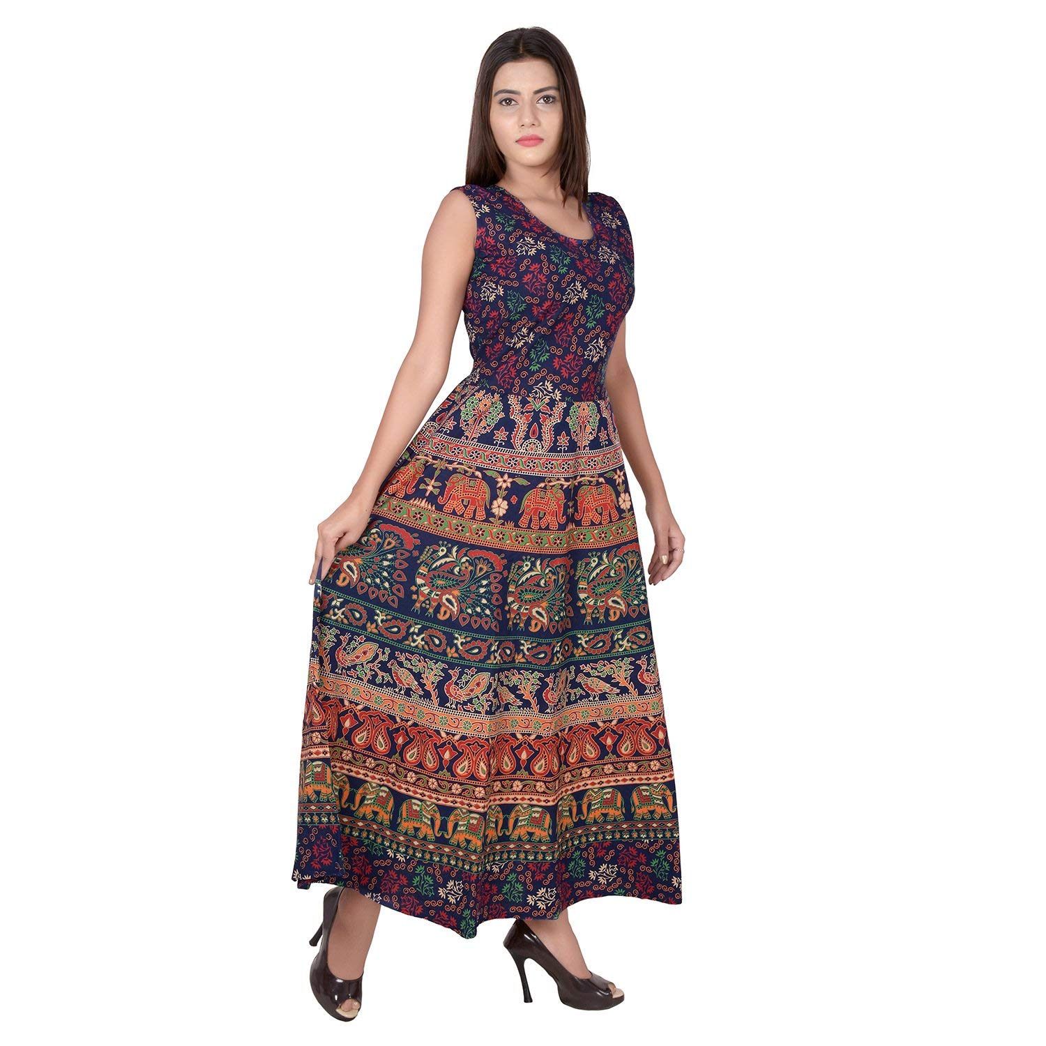 Buy Uniqchoice Women's Jaipuri Traditional Multicolor Printed Dress ...