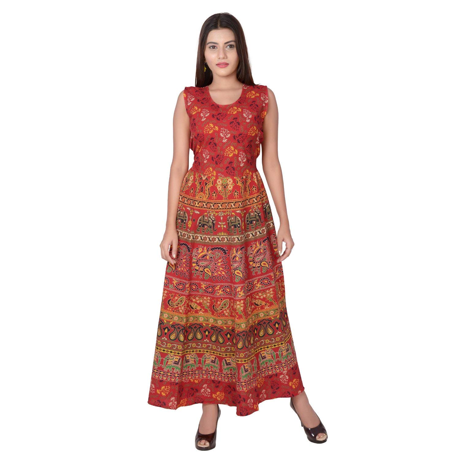 Buy Uniqchoice Women's Jaipuri Traditional Multicolor Printed Dress ...