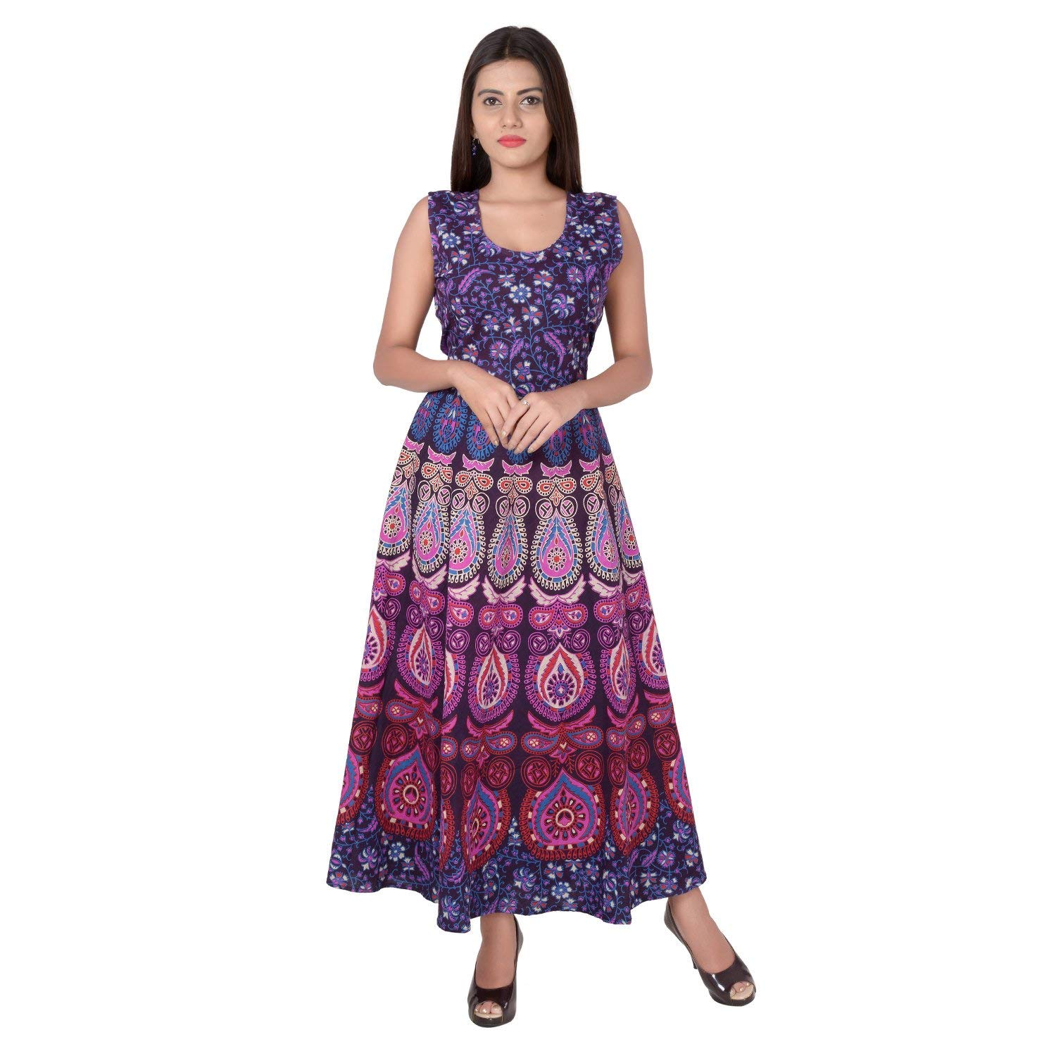 Buy Uniqchoice Women's Jaipuri Traditional Multicolor Printed Dress ...