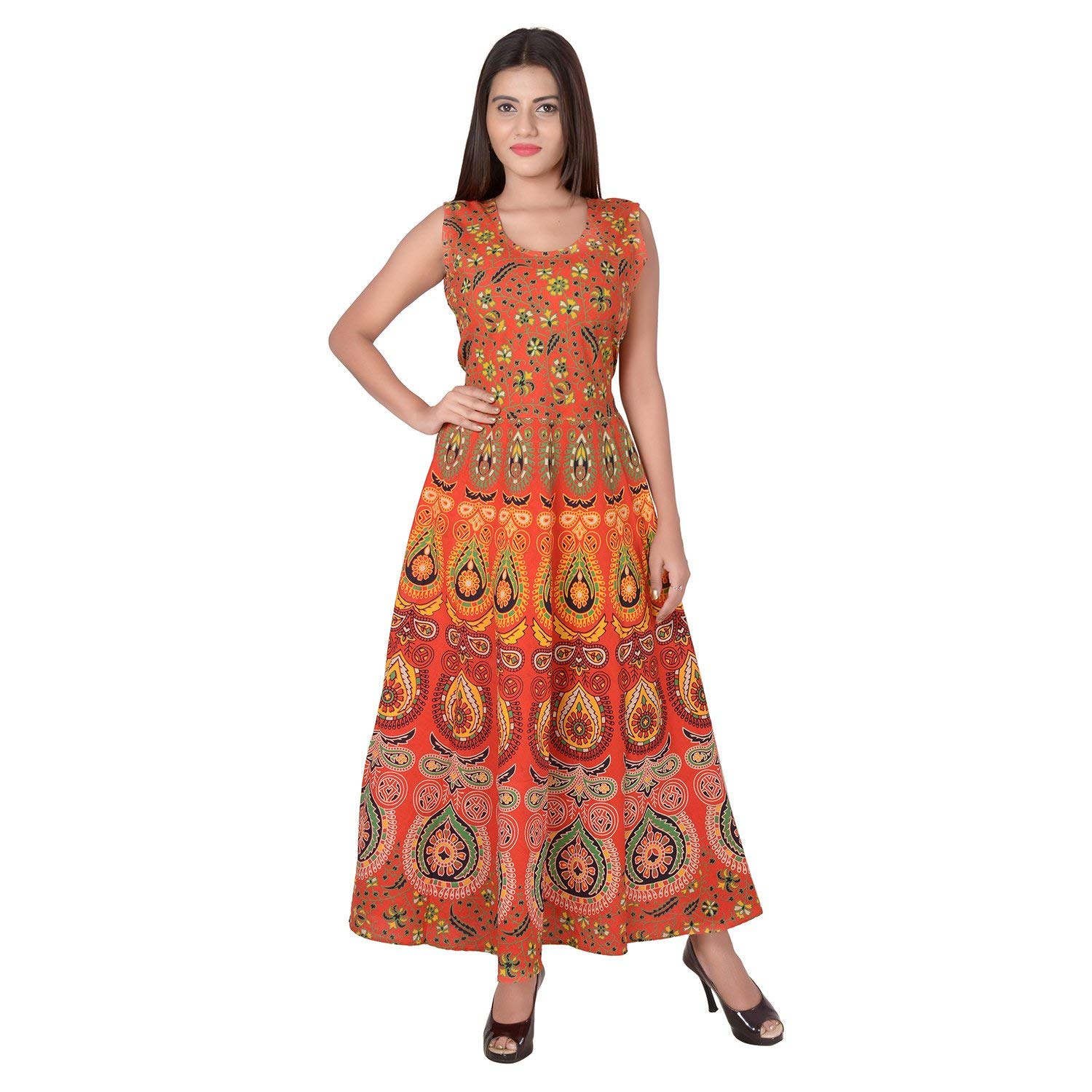 Buy Uniqchoice Women's Jaipuri Traditional Multicolor Printed Dress ...