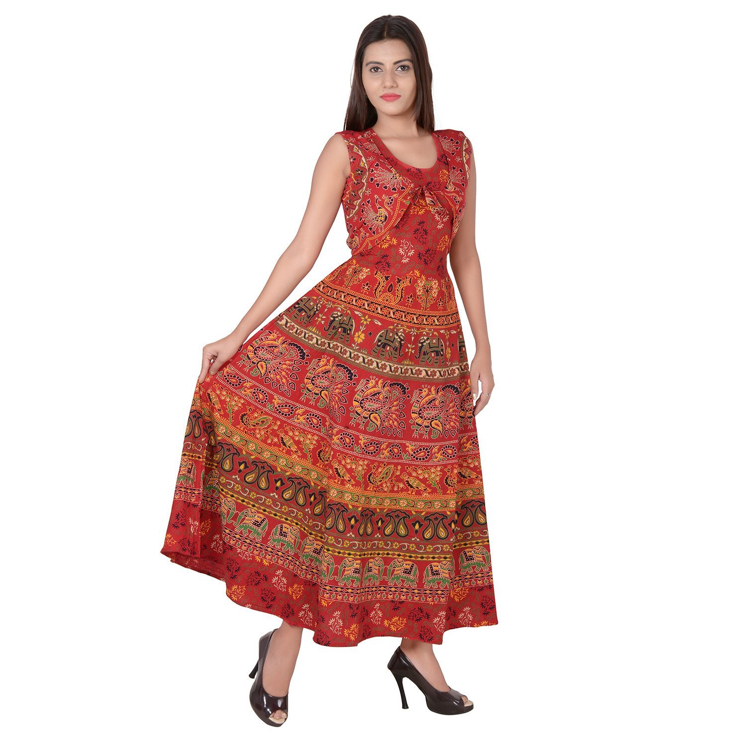 Buy Uniqchoice Women's Jaipuri Traditional Multicolor Printed Dress ...