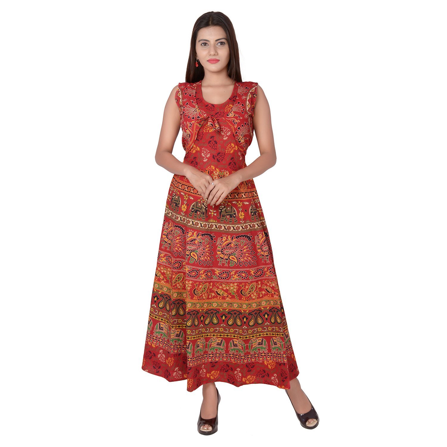 Buy Uniqchoice Women's Jaipuri Traditional Multicolor Printed Dress ...