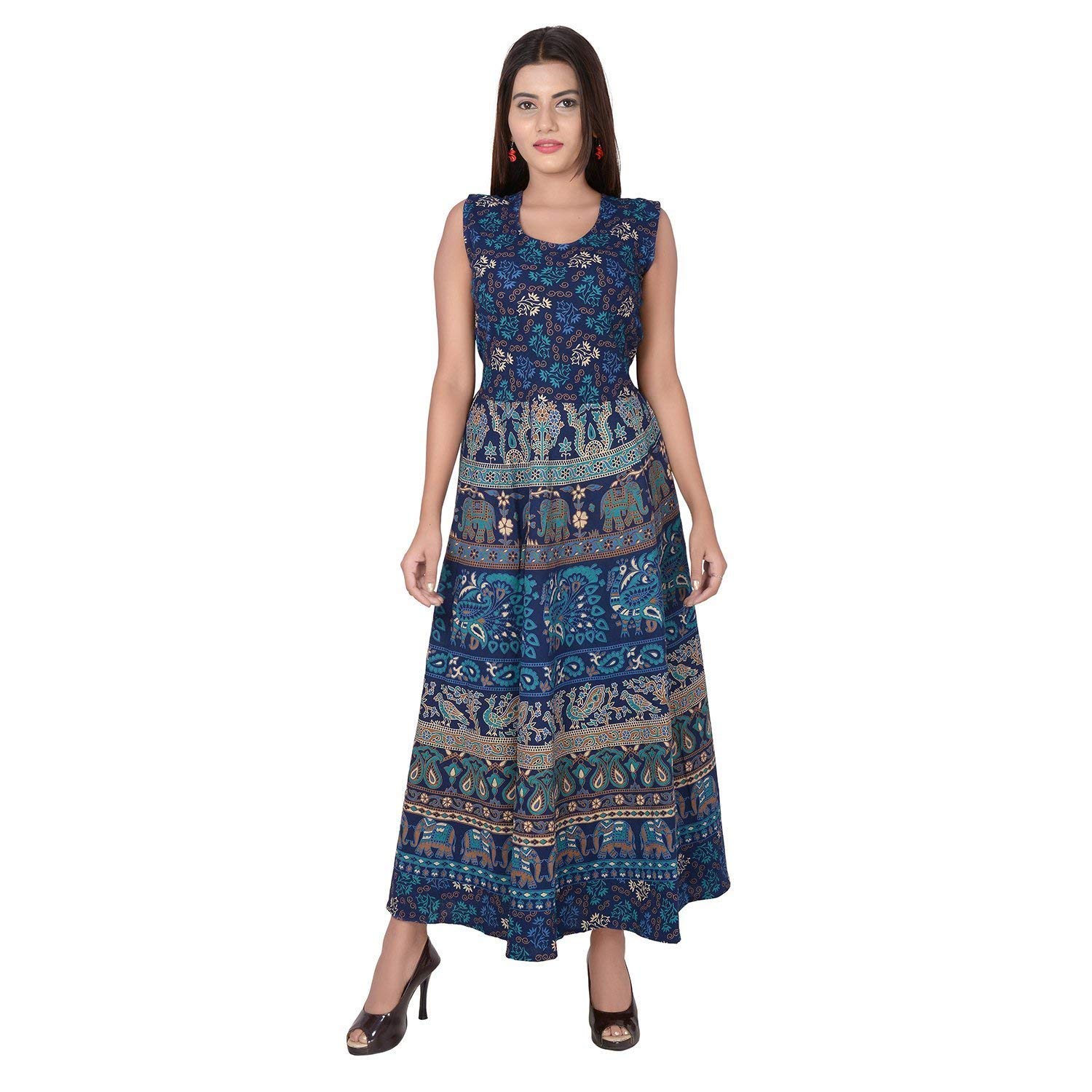 Buy Uniqchoice Women's Jaipuri Traditional Multicolor Printed Dress ...