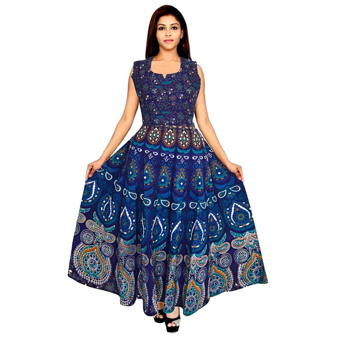 Buy Uniqchoice Women's Jaipuri Traditional Multicolor Printed Dress ...