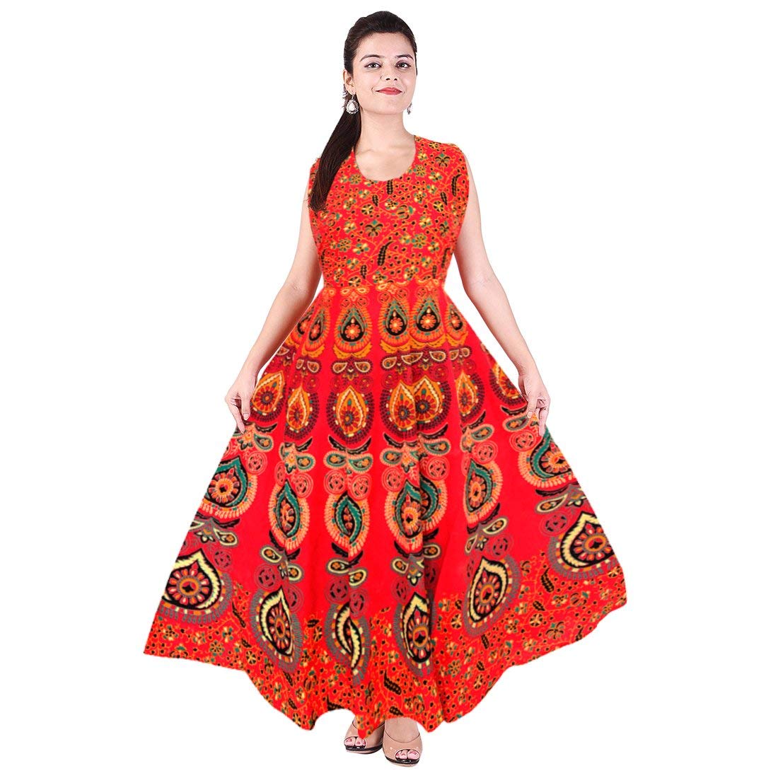 Buy Uniqchoice Women's Jaipuri Traditional Multicolor Printed Dress ...