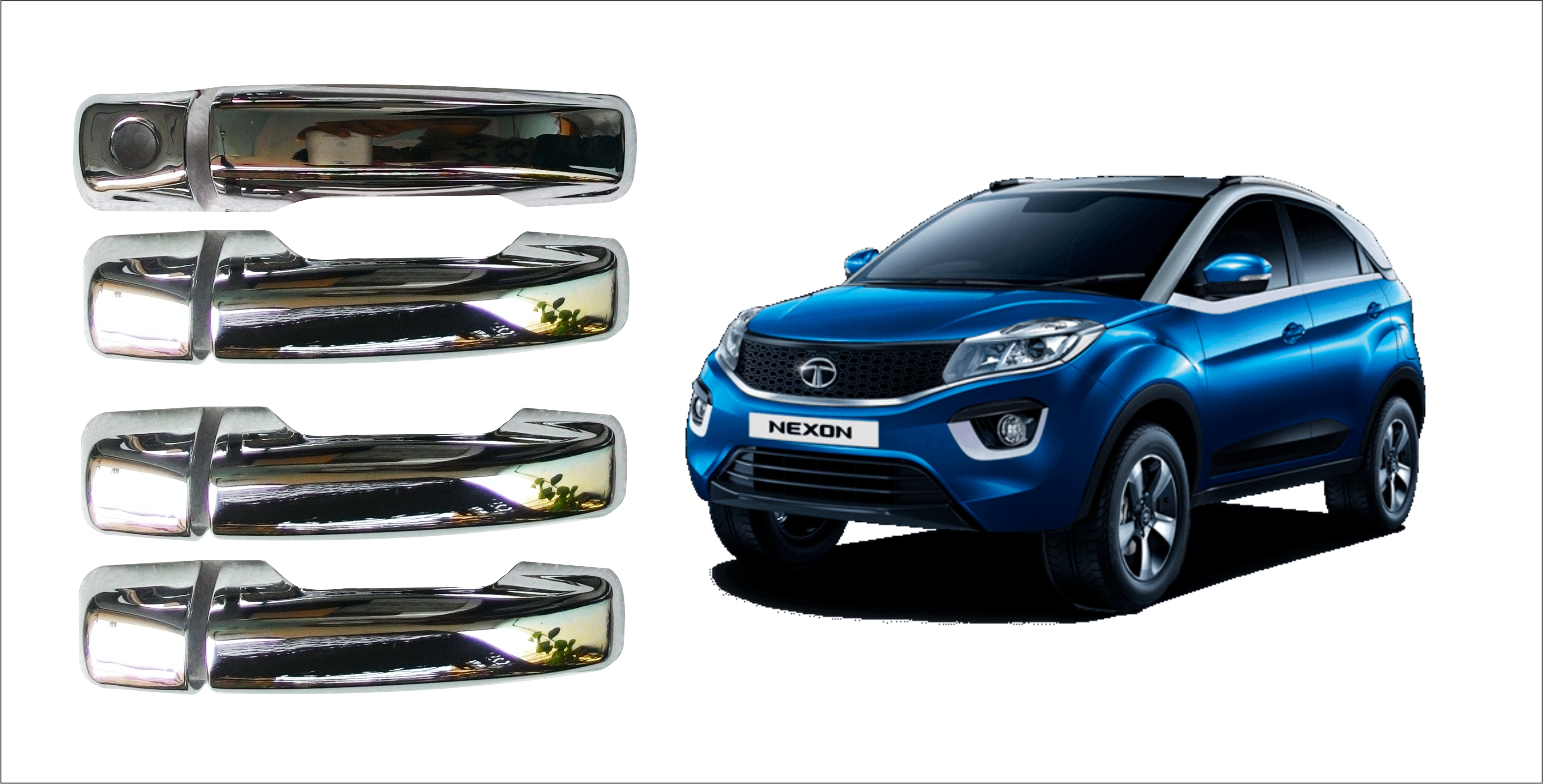 Buy Trigcars Tata Nexon Car Door Handle Latch Chrome Plated Cover Set
