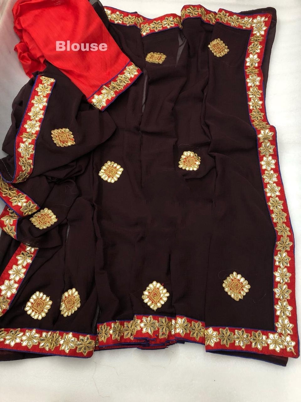 Buy Traditional Gota Pati Saree With Beautiful Gota Border With 