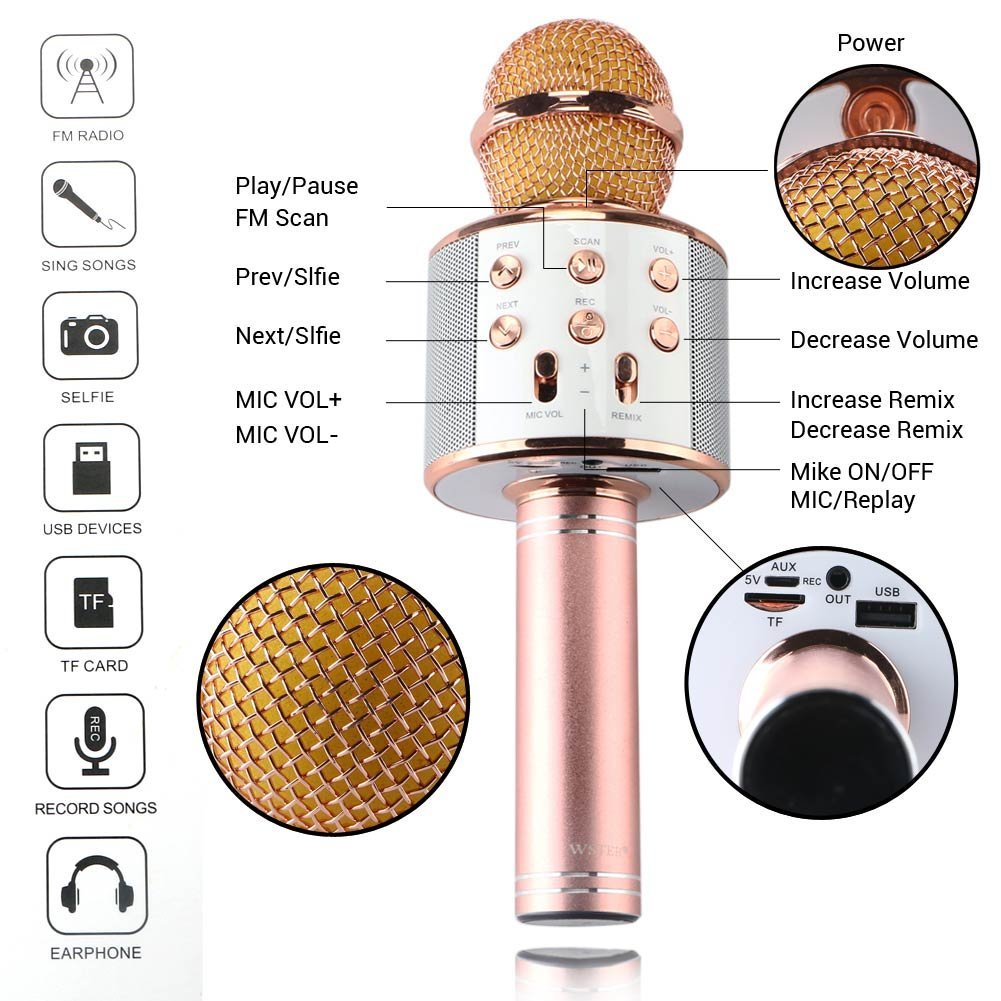 Buy Acrowin Bluetooth Mic Wireless Handheld Singing Machine Condenser Bluetooth Microphones Mic