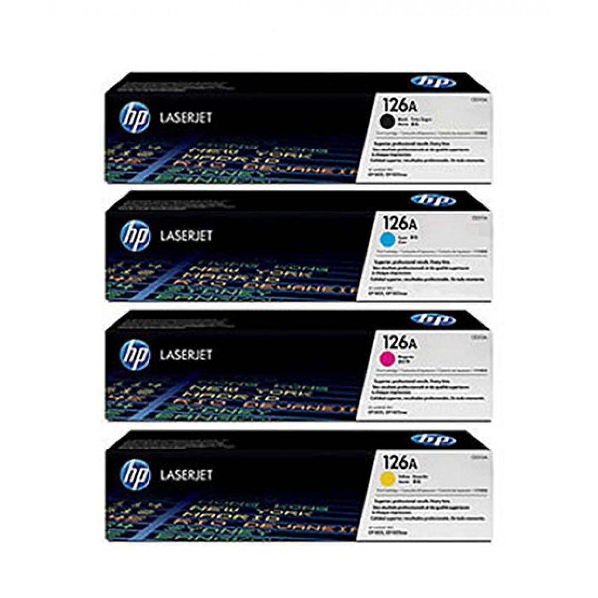 HP 126A Color CP1020 CP1025NW Toner E310A CE311A CE312A CE313A Cartridges Combo 4 Pack BCMY Multi Color Toner Black, Magenta, Yellow, Cyan
